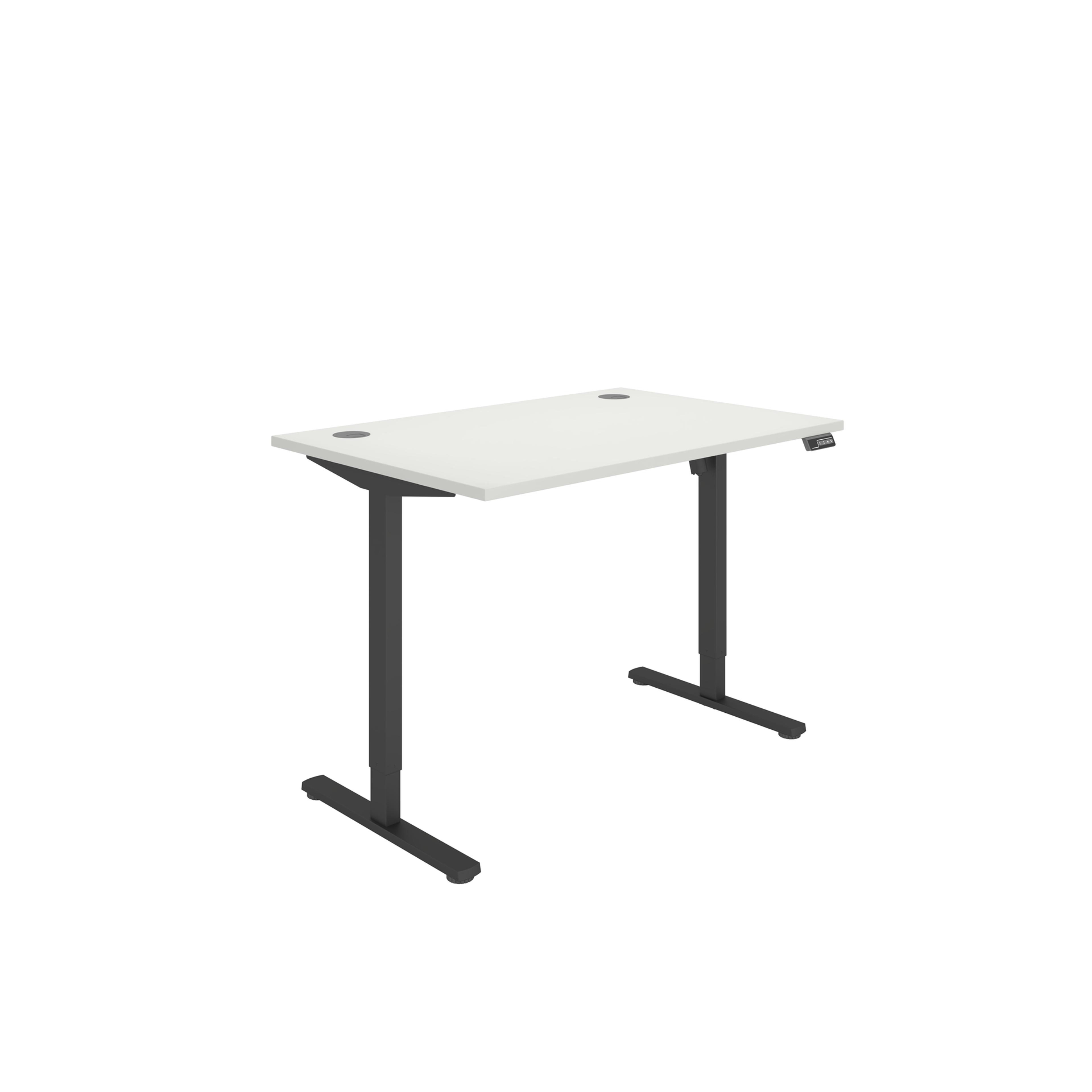 Office Rectangular Single Motor Sit Stand Desk 1200 x 800mm - Black - White
