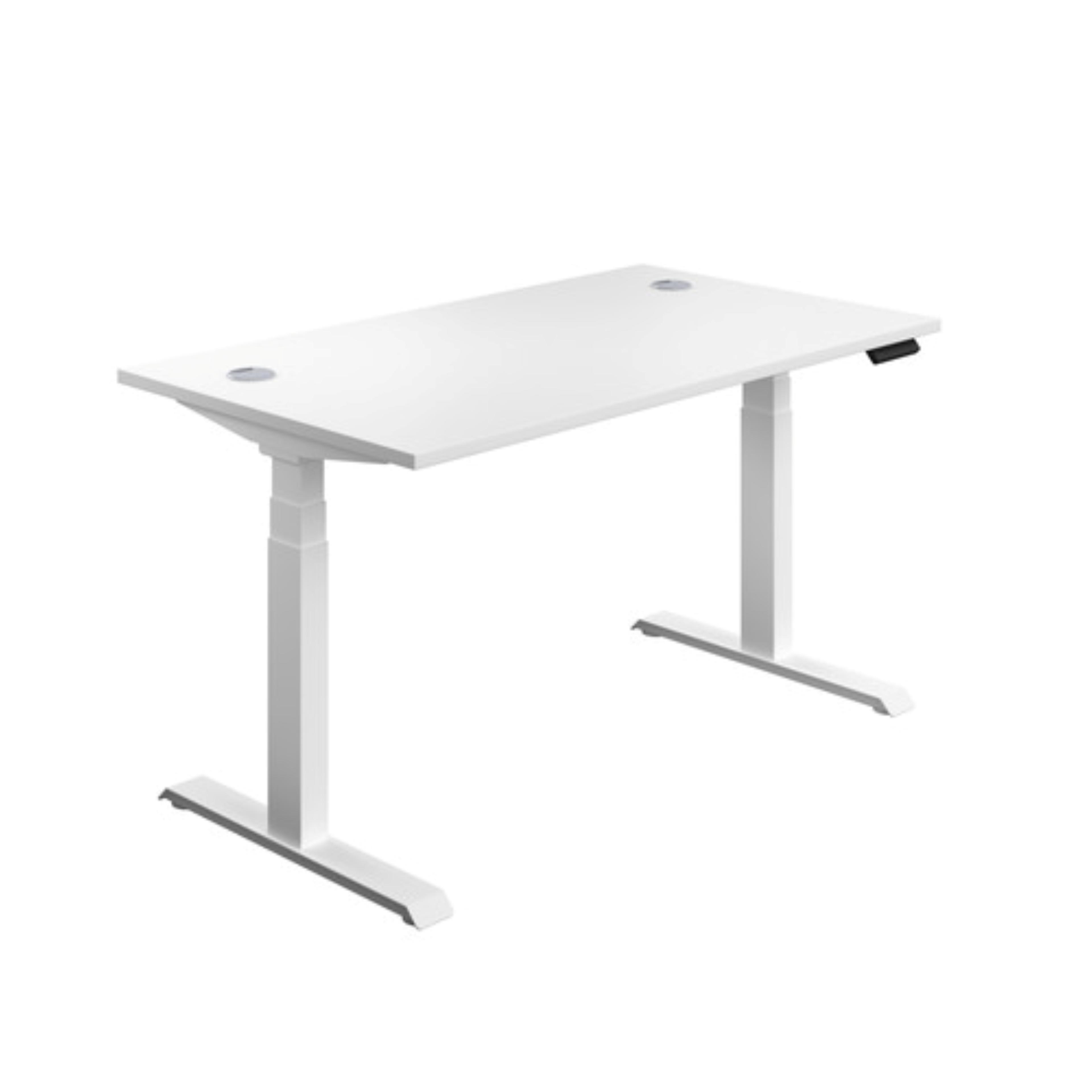 Economy Sit Stand Desk 1400 x 800 mm - White - White