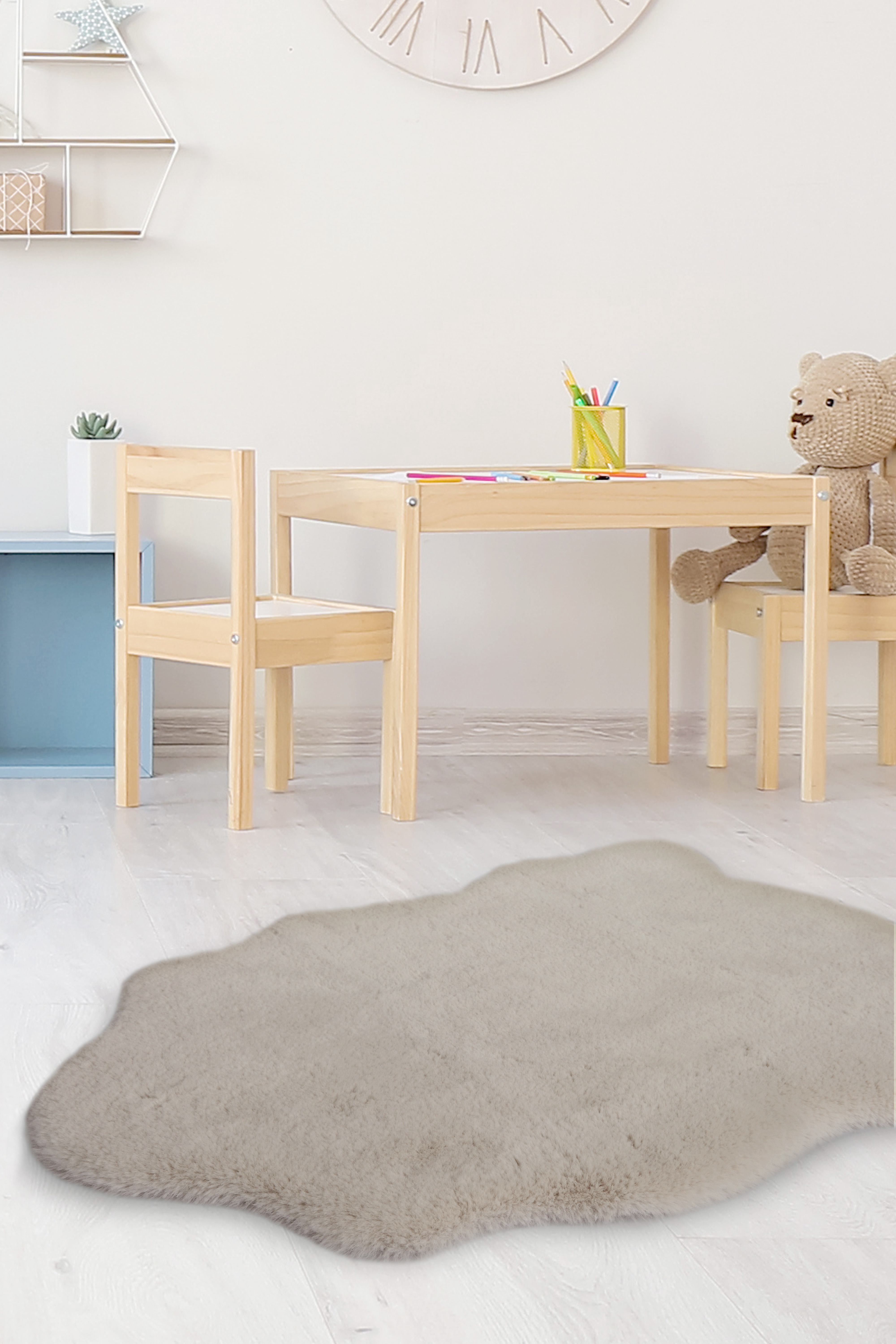 Luxury Faux Fur Rug Single-Natural
