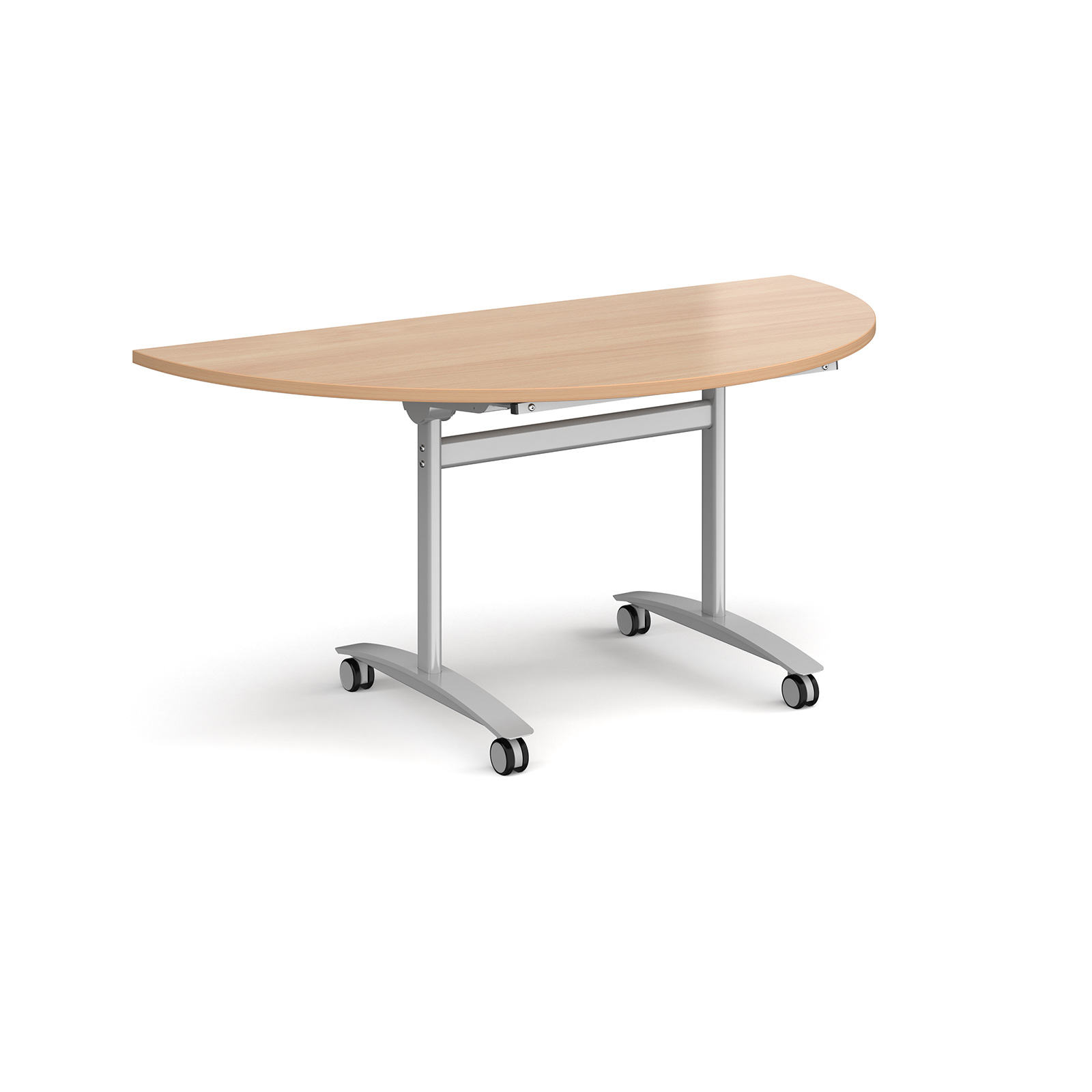 Deluxe Semi-Circular Flip Top Table Silver Frame - Beech