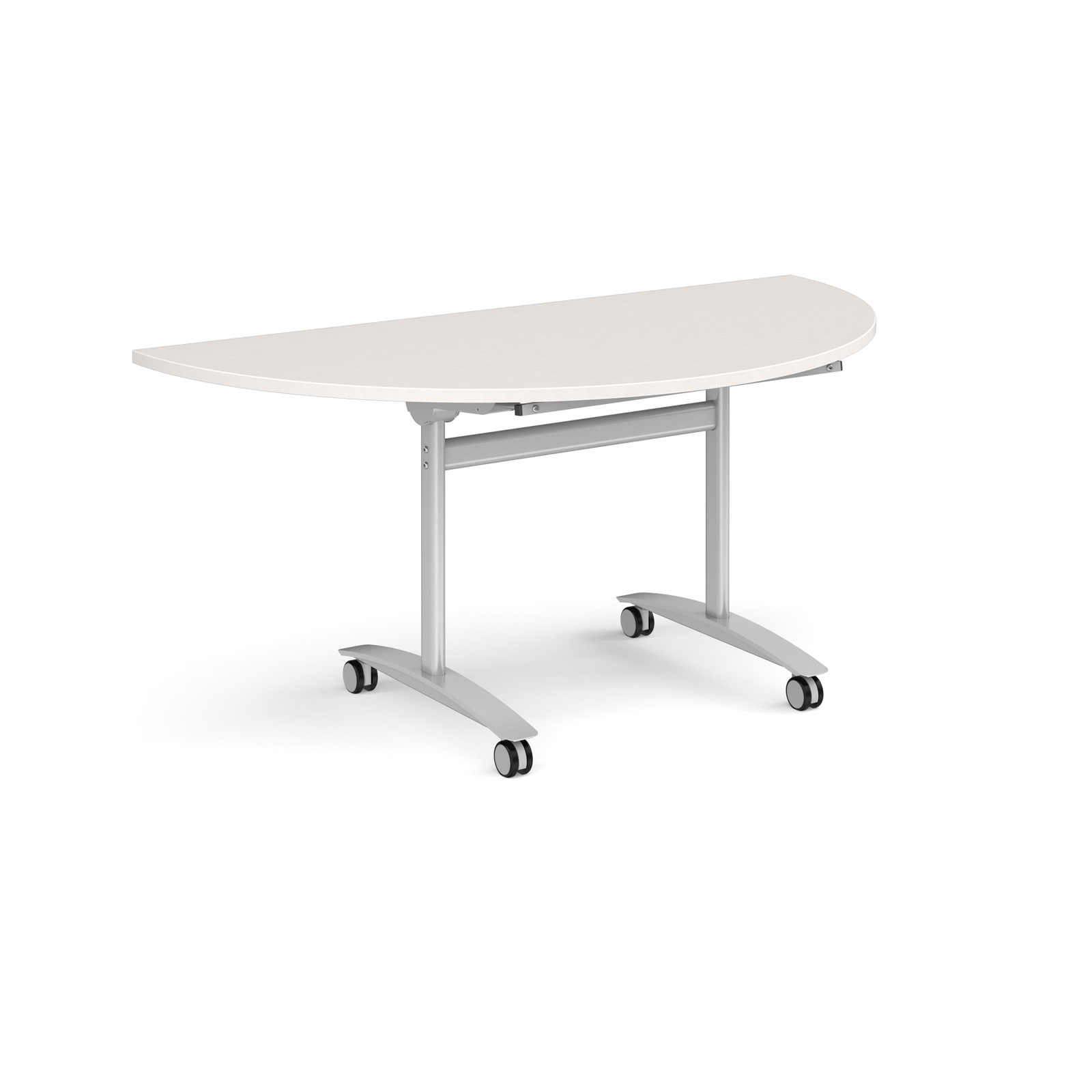 Deluxe Semi-Circular Flip Top Table Silver Frame - Light Grey