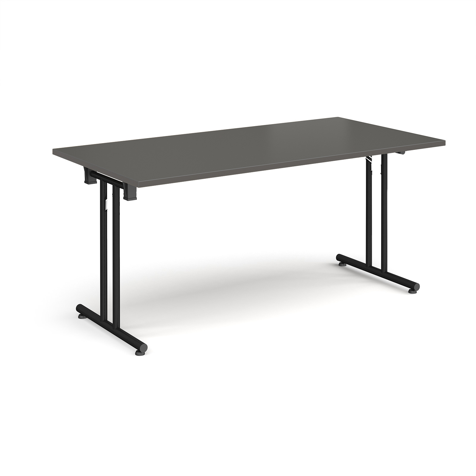 Straight Leg Folding Meeting Table 1600x800mm - Charcoal - Black Frame