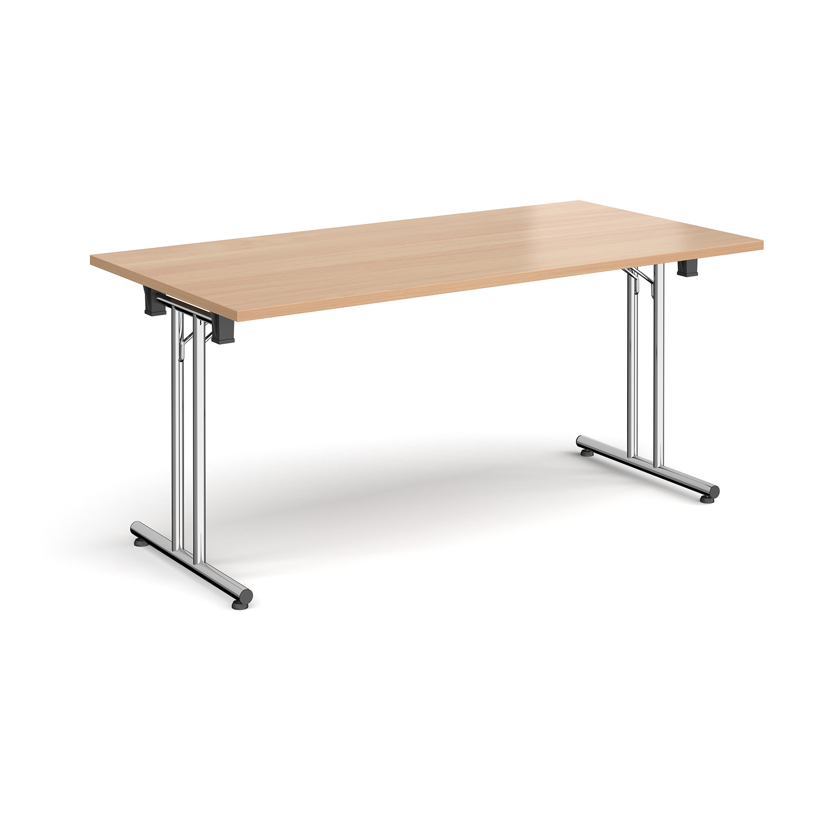 Straight Leg Folding Meeting Table 1600x800mm - Beech - Silver Frame
