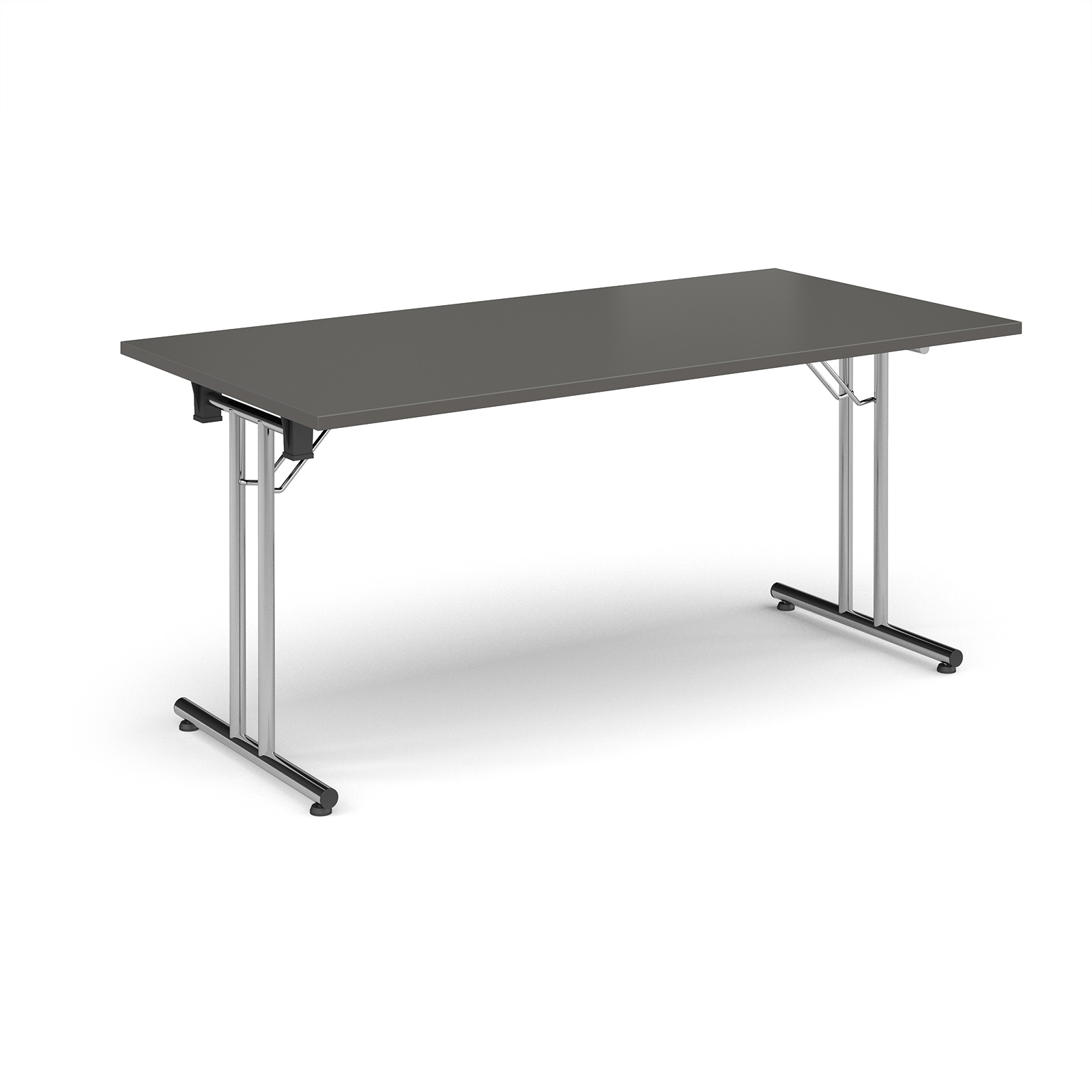 Straight Leg Folding Meeting Table 1600x800mm - Charcoal - Silver Frame