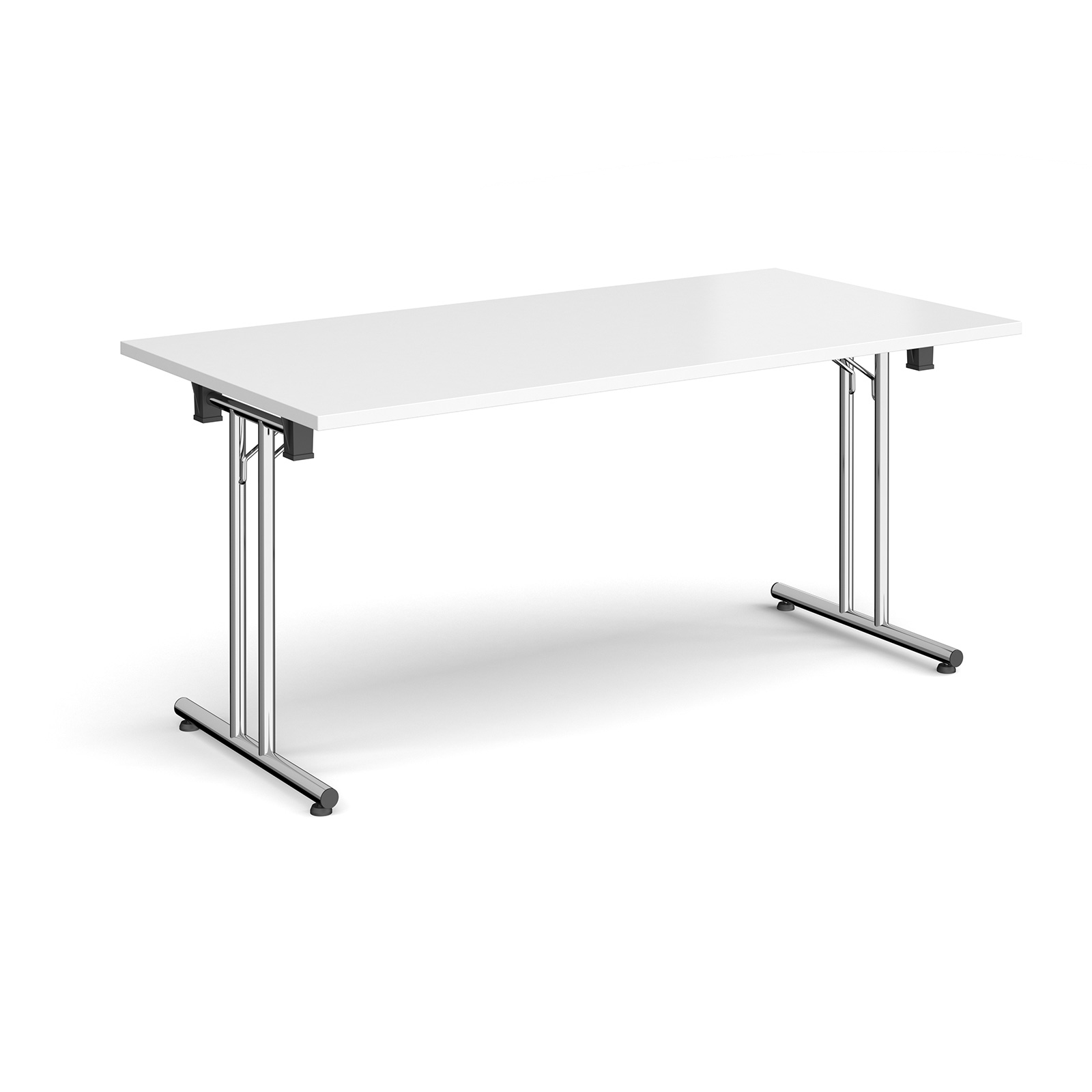 Straight Leg Folding Meeting Table 1600x800mm - White - Silver Frame