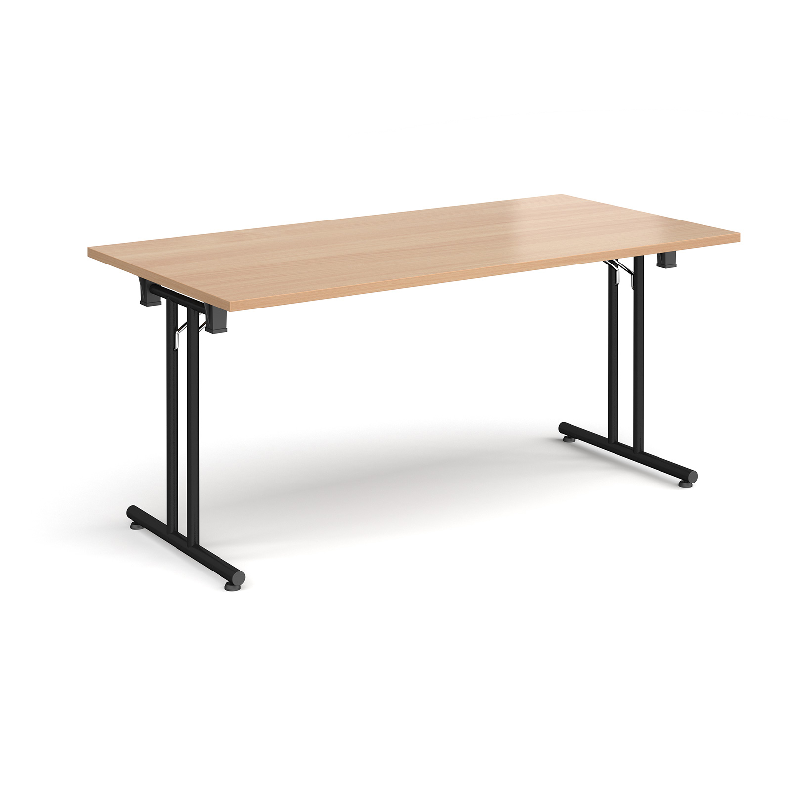 Straight Leg Folding Meeting Table 1600x800mm - Beech - Black Frame