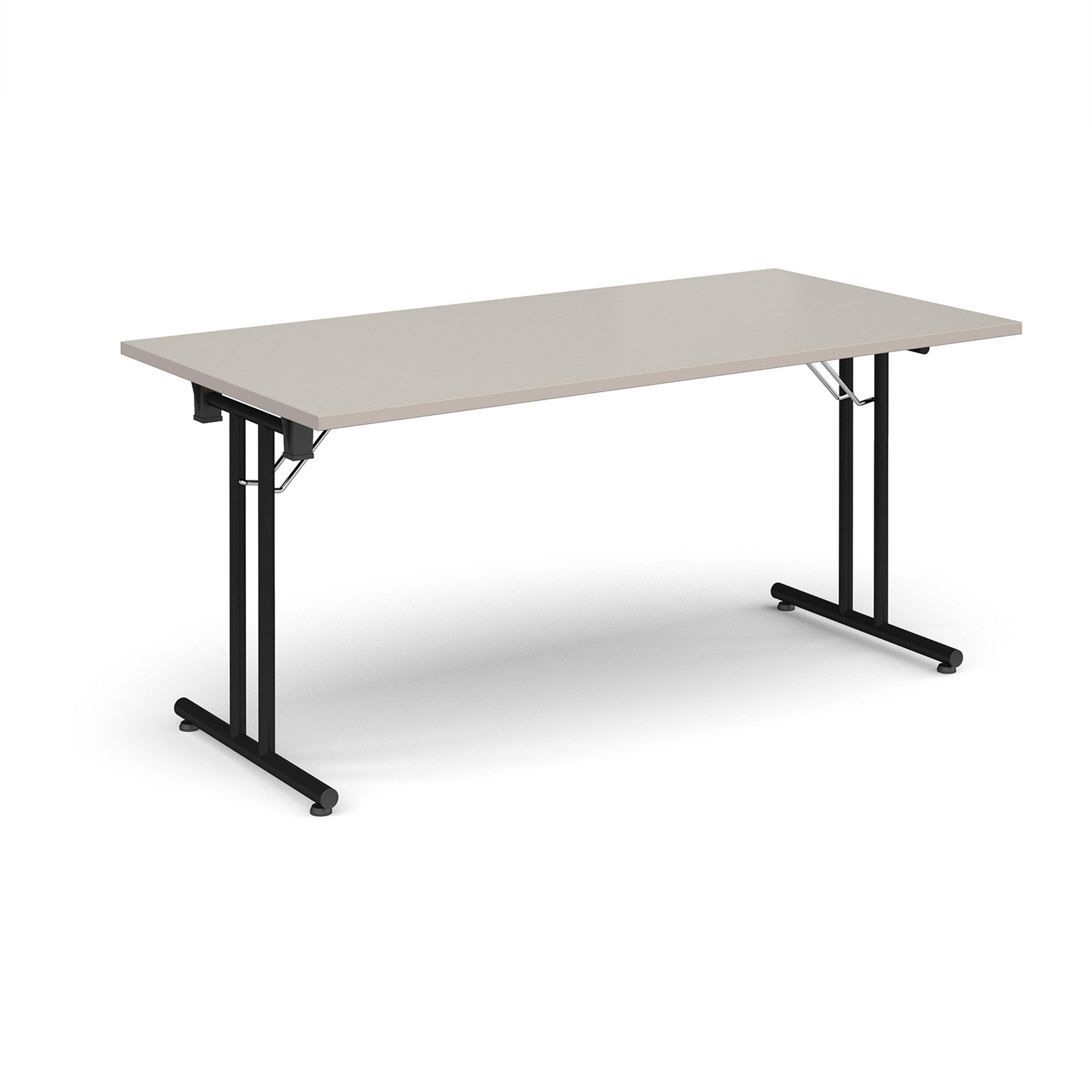 Straight Leg Folding Meeting Table 1600x800mm - Light Grey - Black Frame