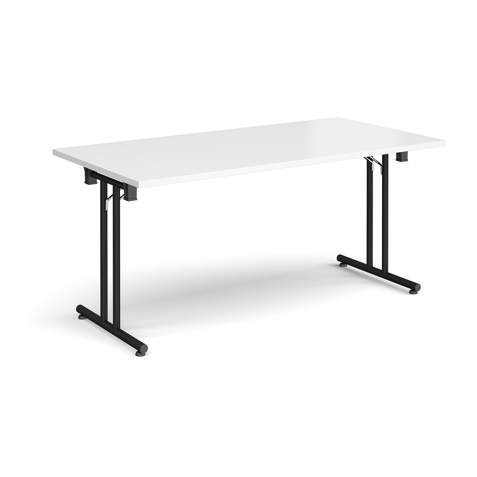 Straight Leg Folding Meeting Table 1600x800mm - White - Black Frame