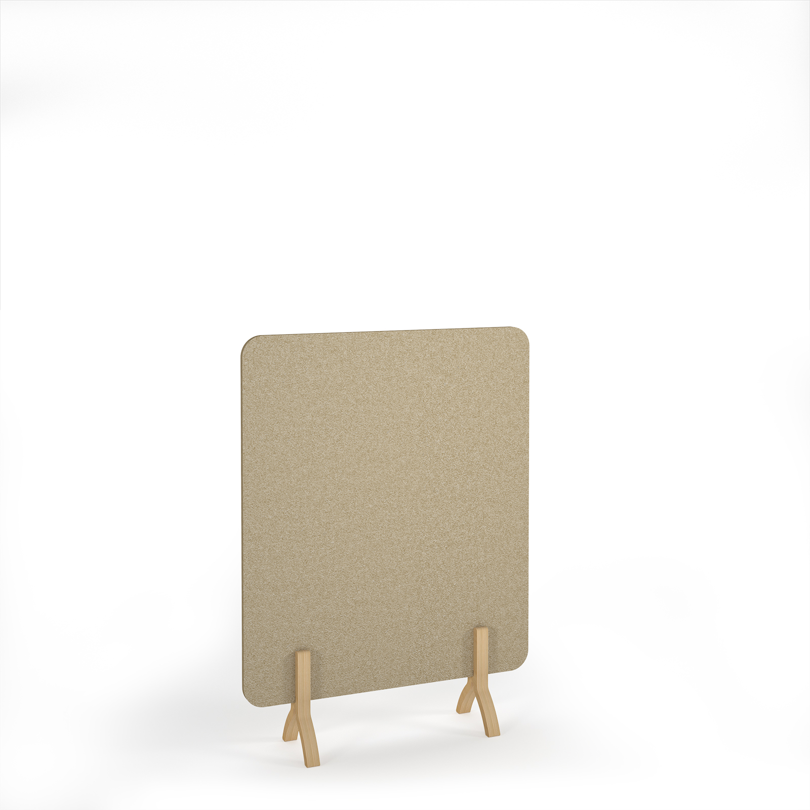Plain Accoustic Floor Standing Screen Wooden Legs - Beige