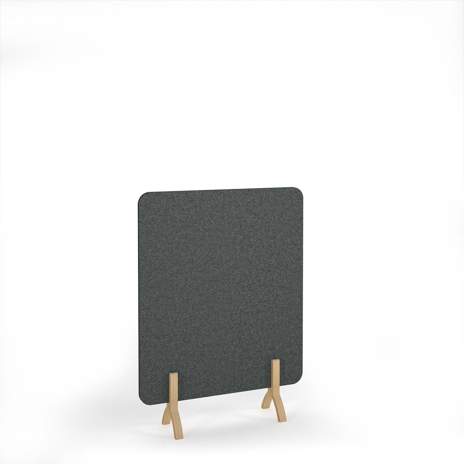 Plain Accoustic Floor Standing Screen Wooden Legs - Dark Grey
