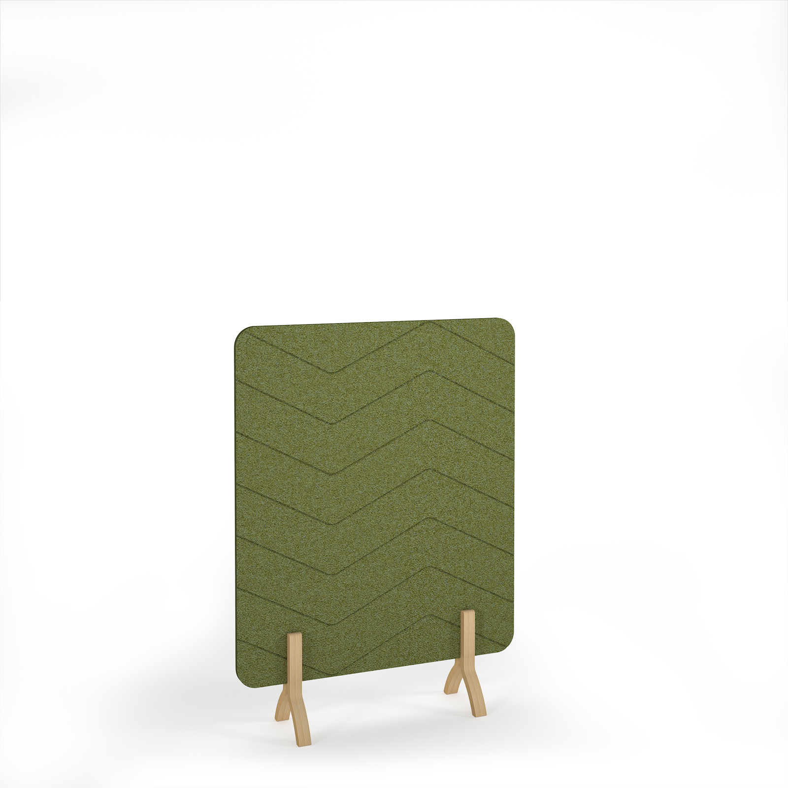 Zigzag Accoustic Floor Standing Screen Wooden Legs - Dark Green