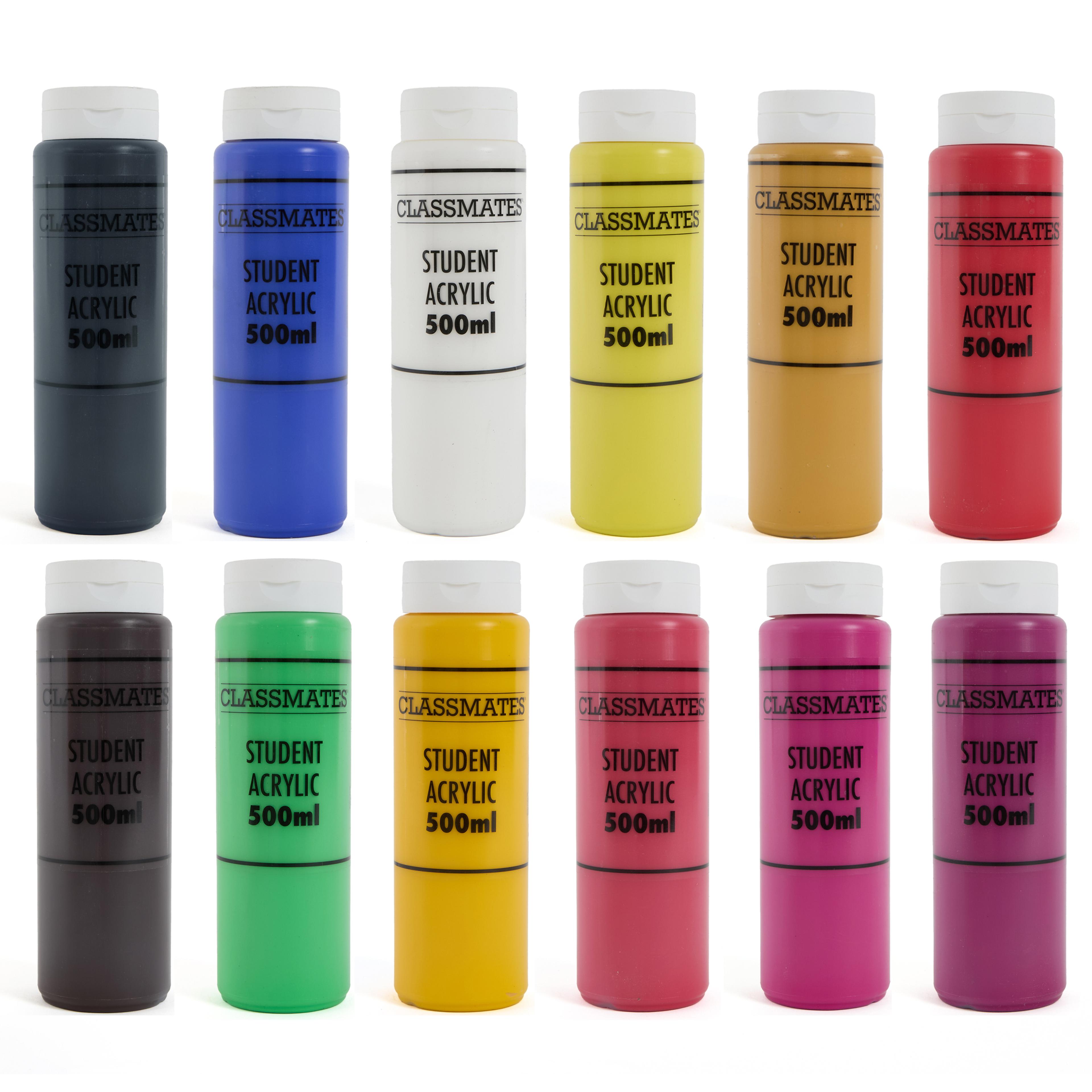 Classmates Student Acrylic Set - 12 x 500ml - Assorted