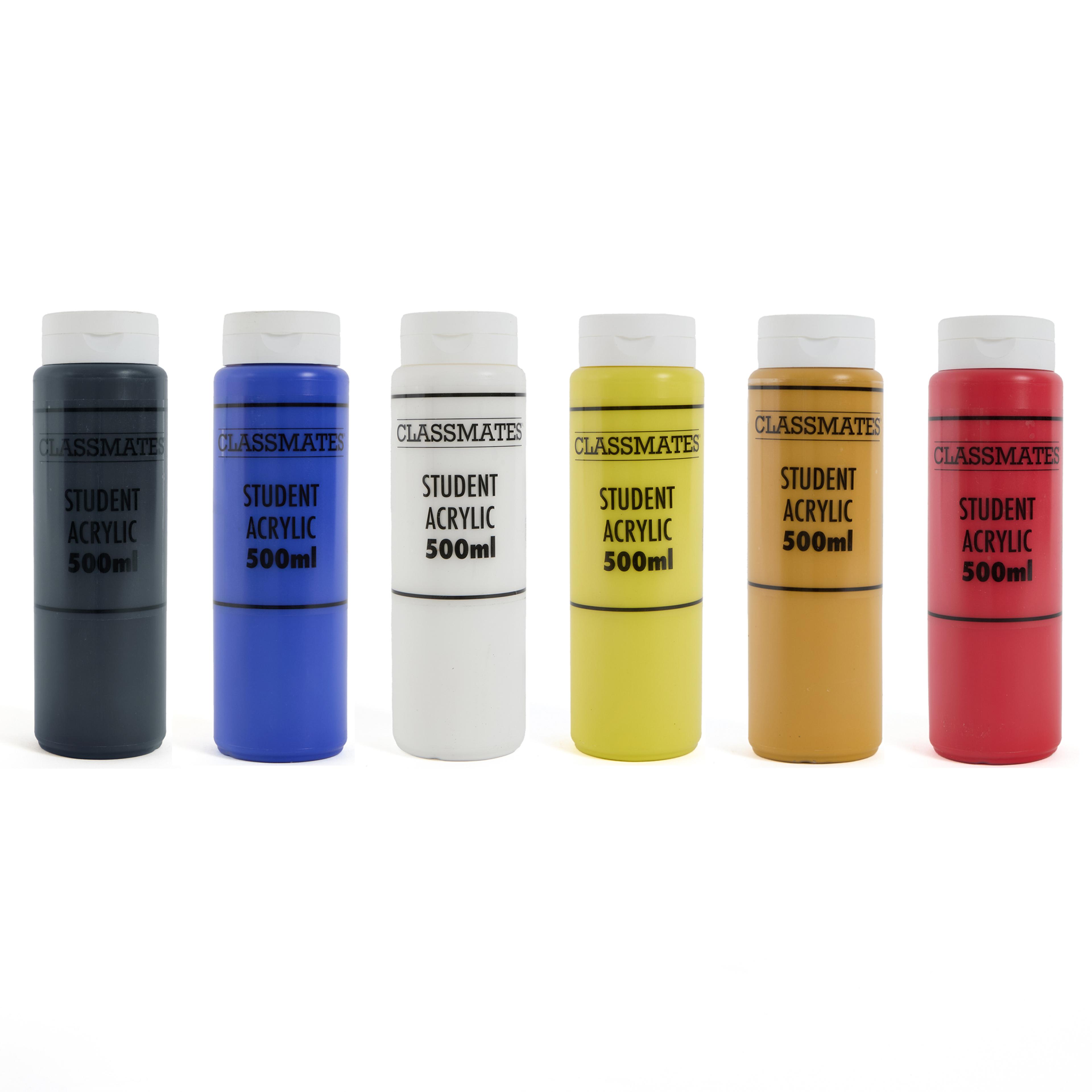 Classmates Student Acrylic Set - 6 x 500ml - Assorted