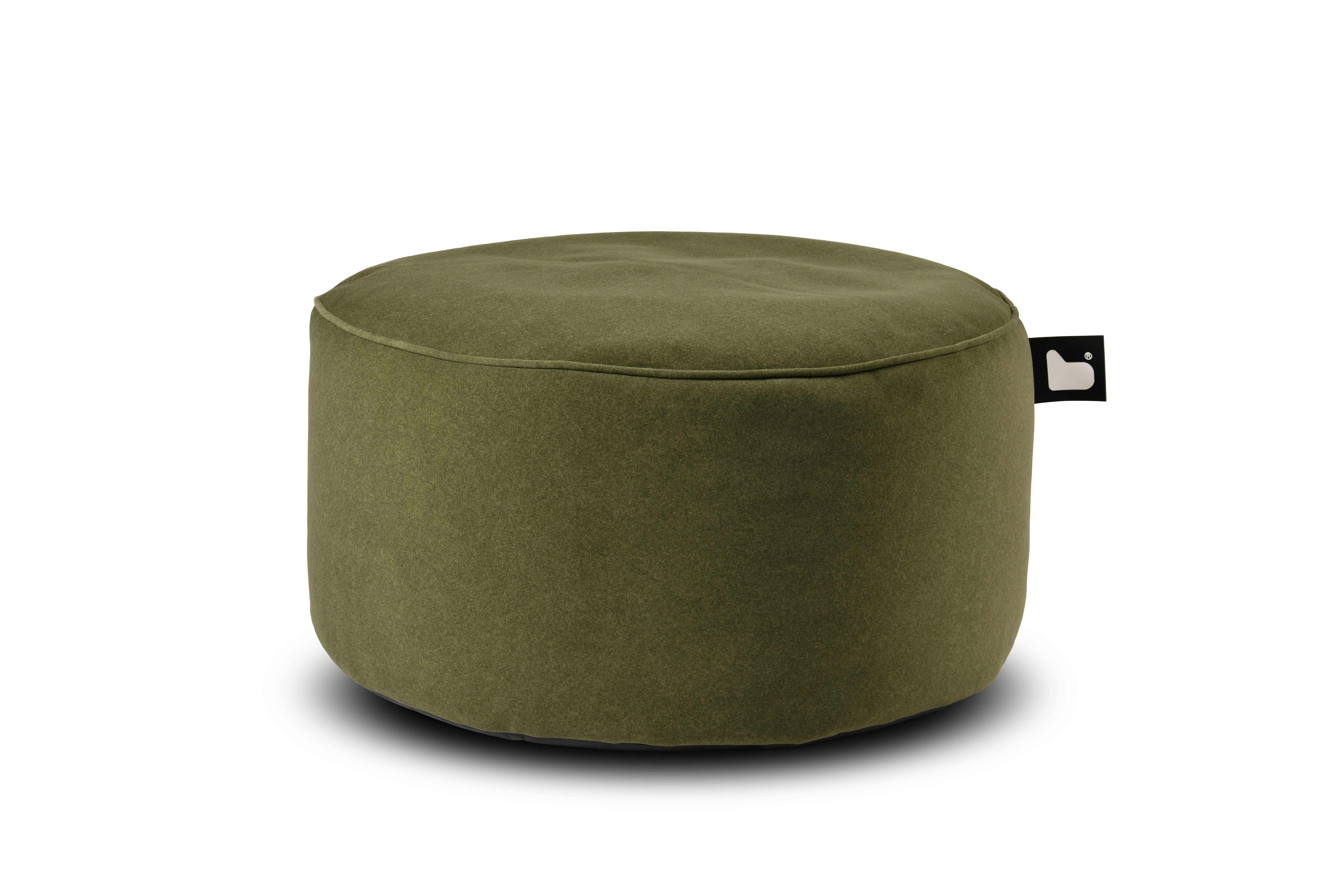 Brushed Suede Pouffe - Moss Green