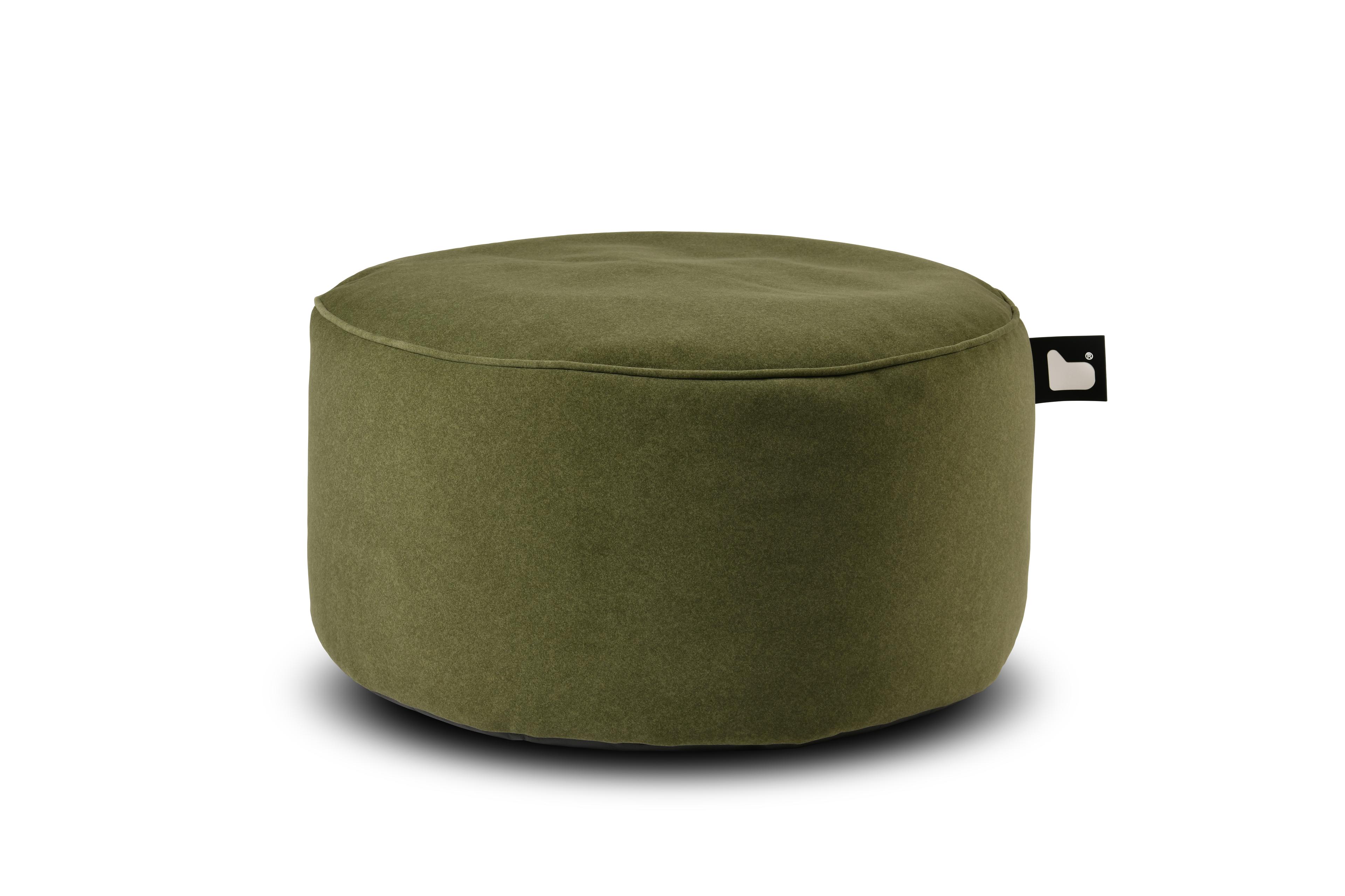 Brushed Suede Pouffe - Moss Green