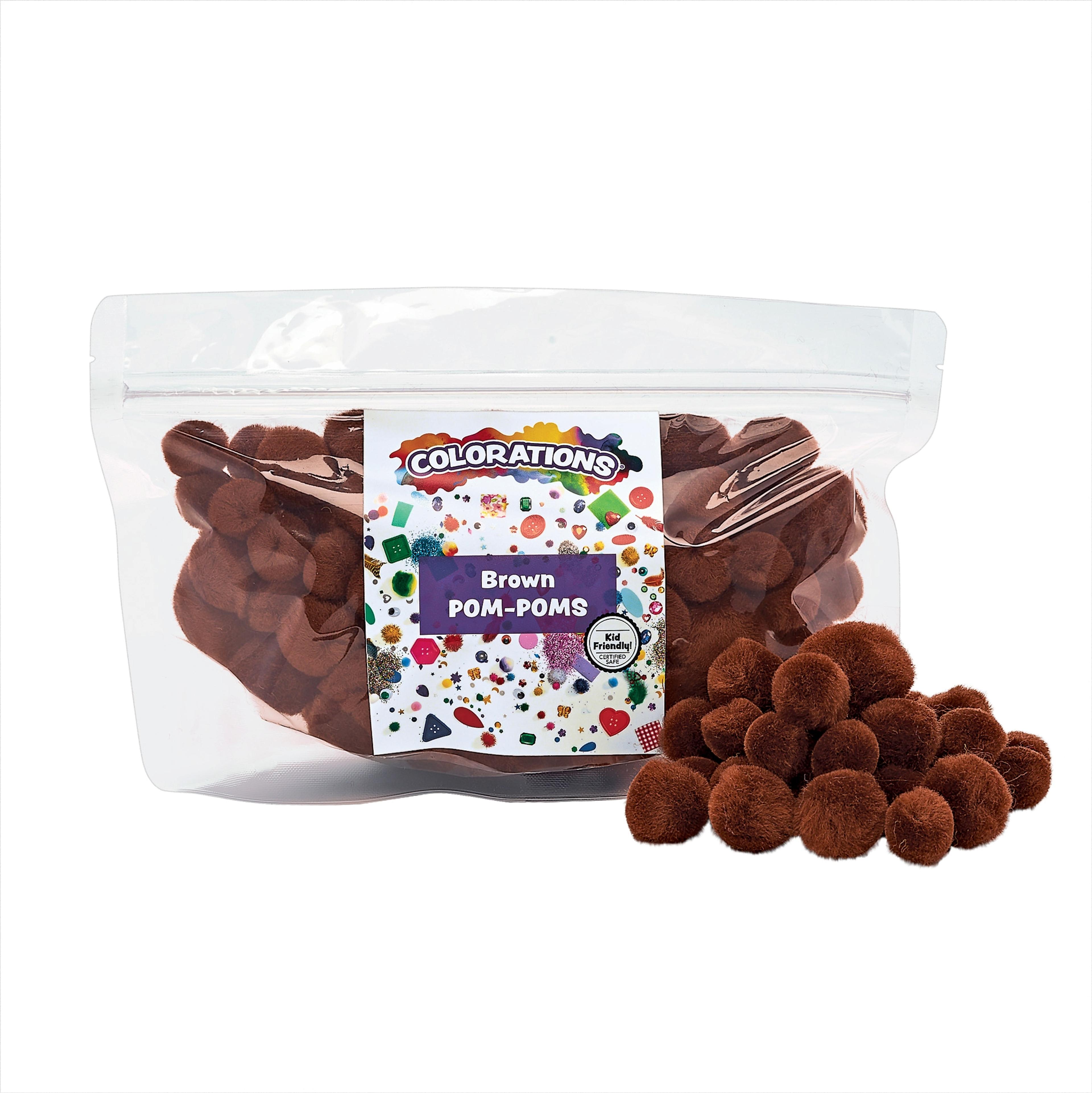 Pom-Poms - 100 Pieces - Brown