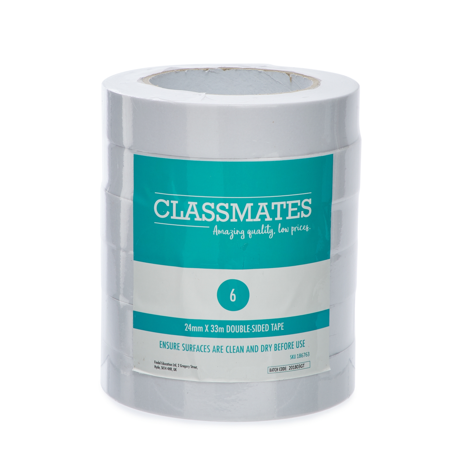 Classmates Double Sided Tape 24mm 33m - Pack x 6