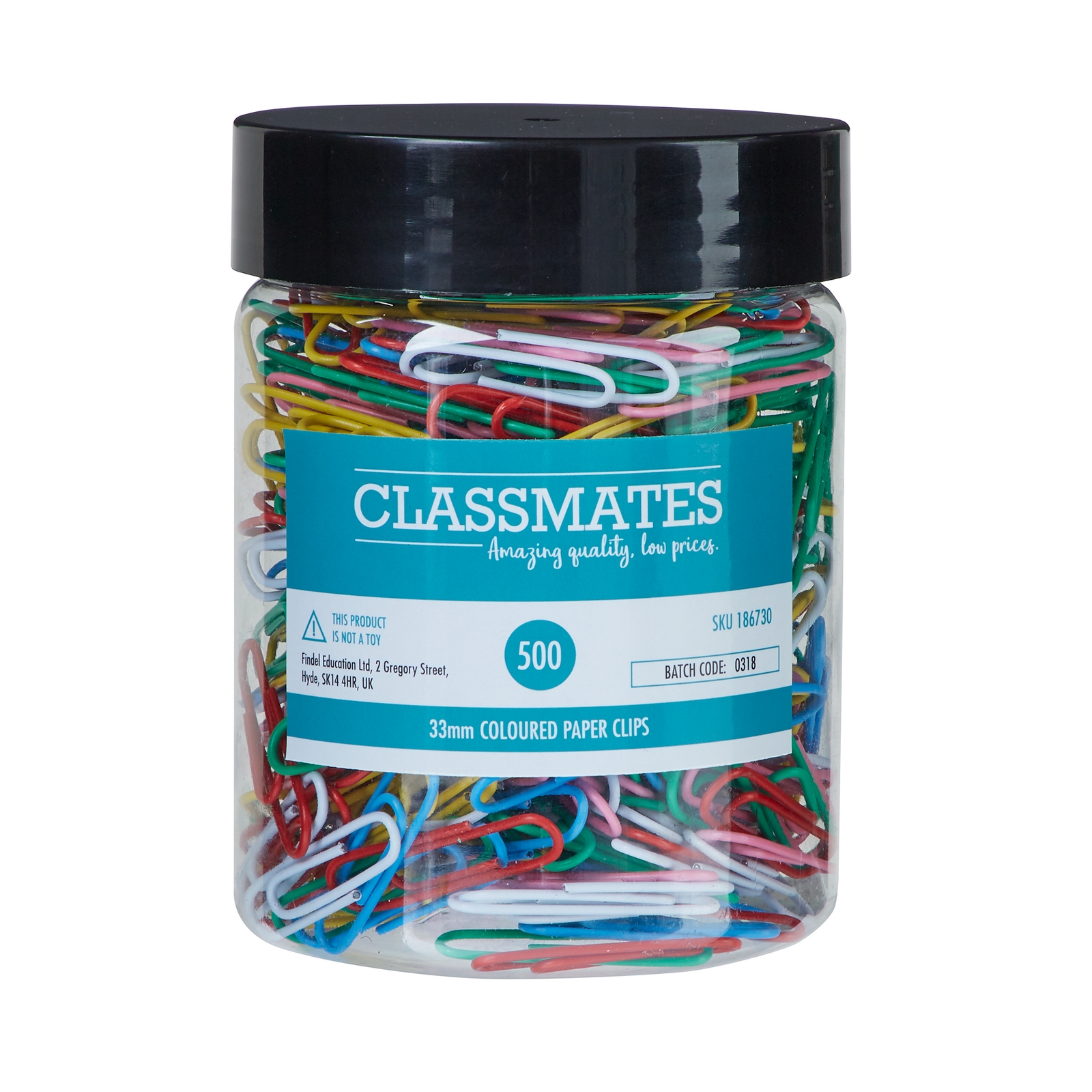 Classmates Paper Clips Large Assorted 33mm - Pack of 500