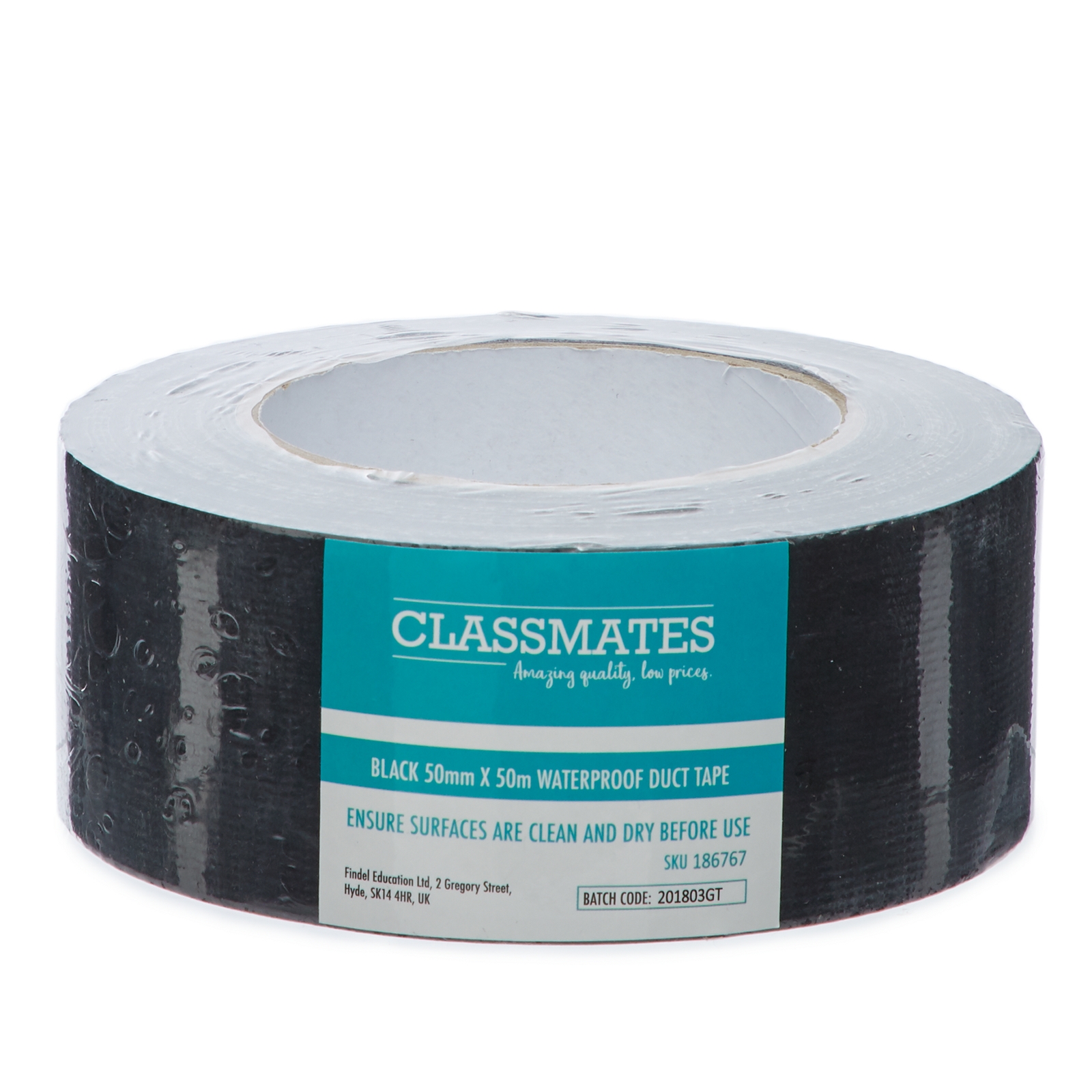 Classmates Cloth Tape Black Waterproof 50mm 50m Reel