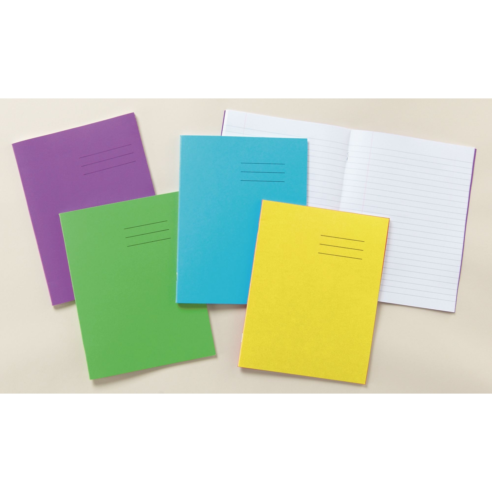 Yellow 9x7" Exercise Book 120-Page, 8mm Ruled With Margin - Pack of 50