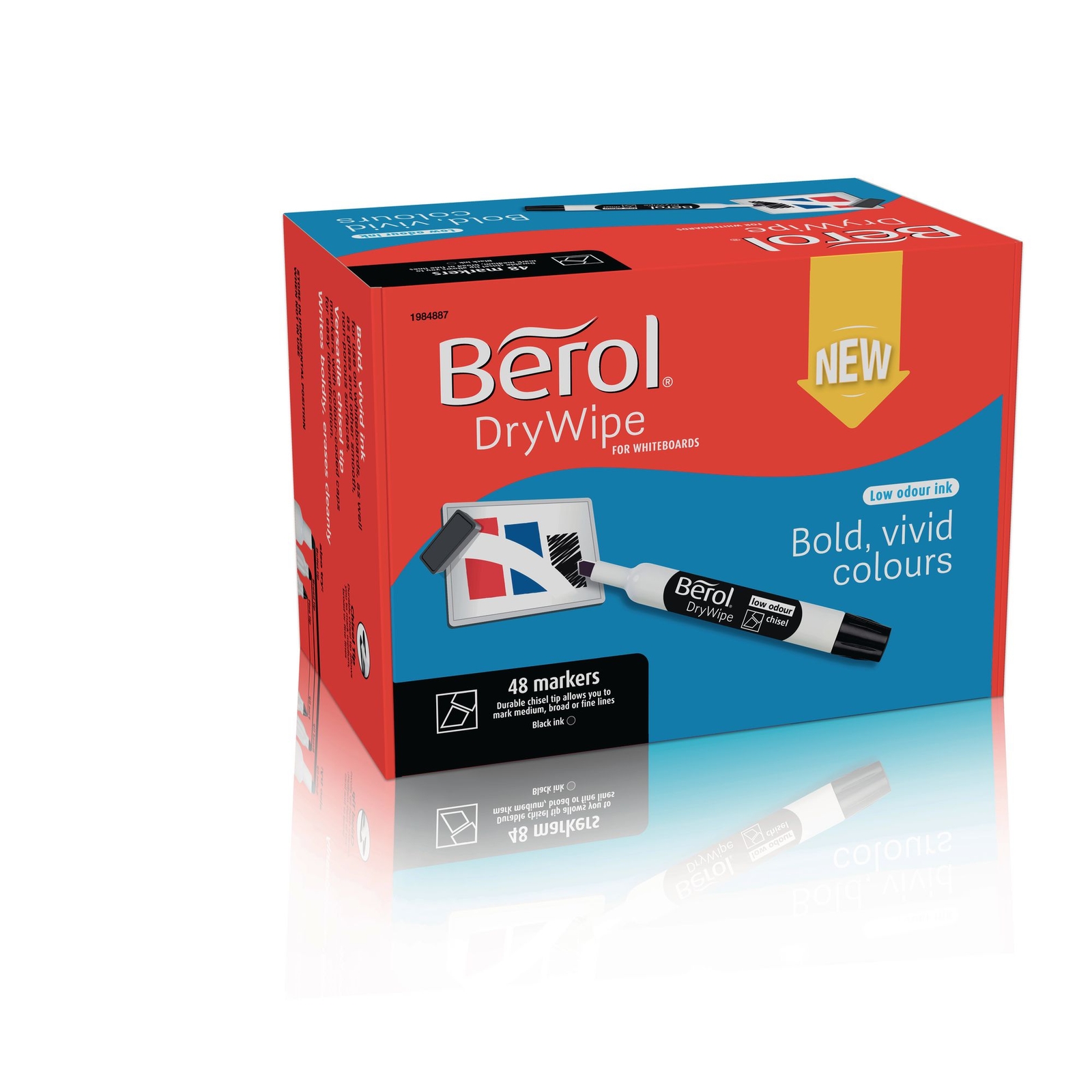 Berol Whiteboard Chisel Tip Marker - Black - Pack of 48