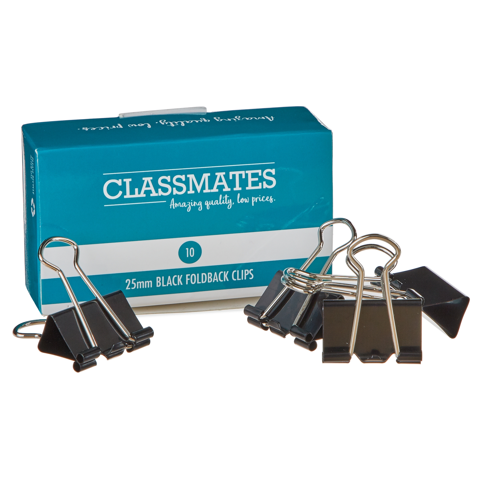 Classmates Fold Back Clip Black 25mm - Pack of 10
