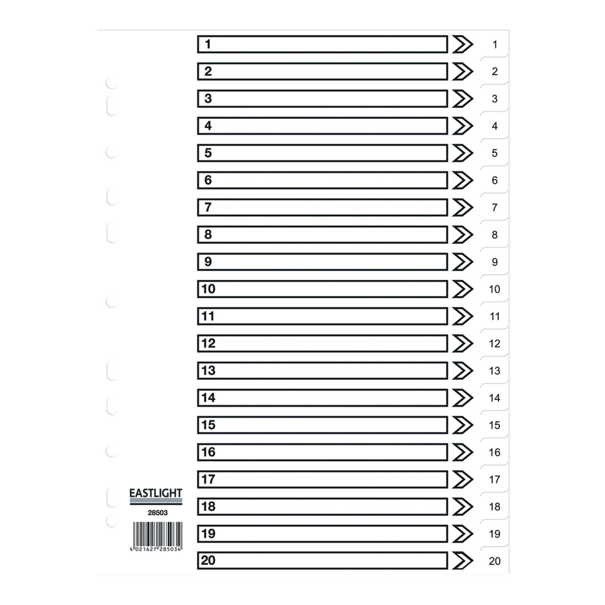 Concord Dividers Whitee Polypropolyne1-20 (Pack of 10)