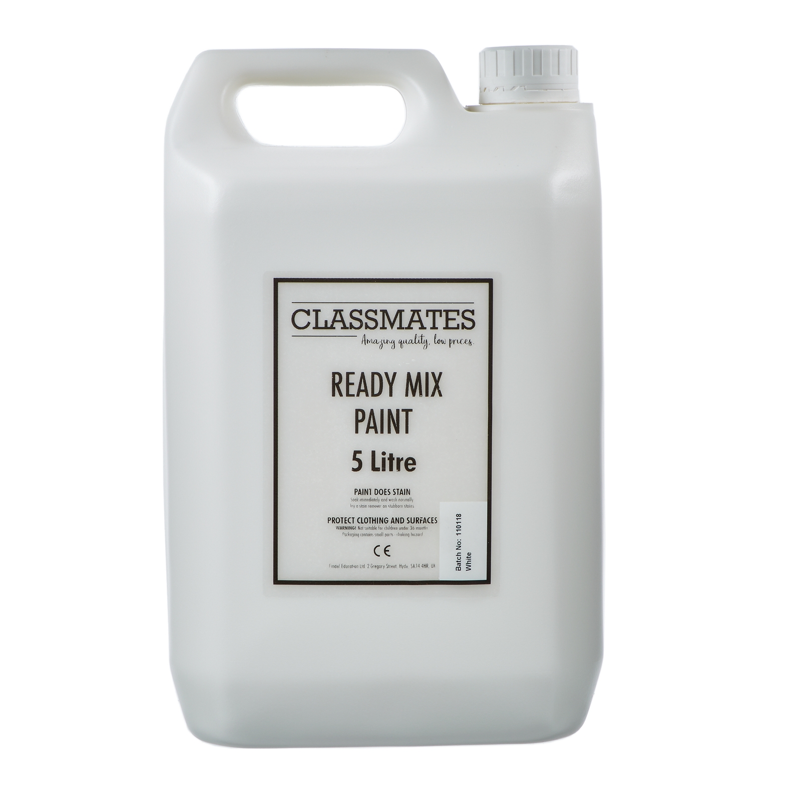 Classmates White Ready Mixed Paint - 5 Litre - Each