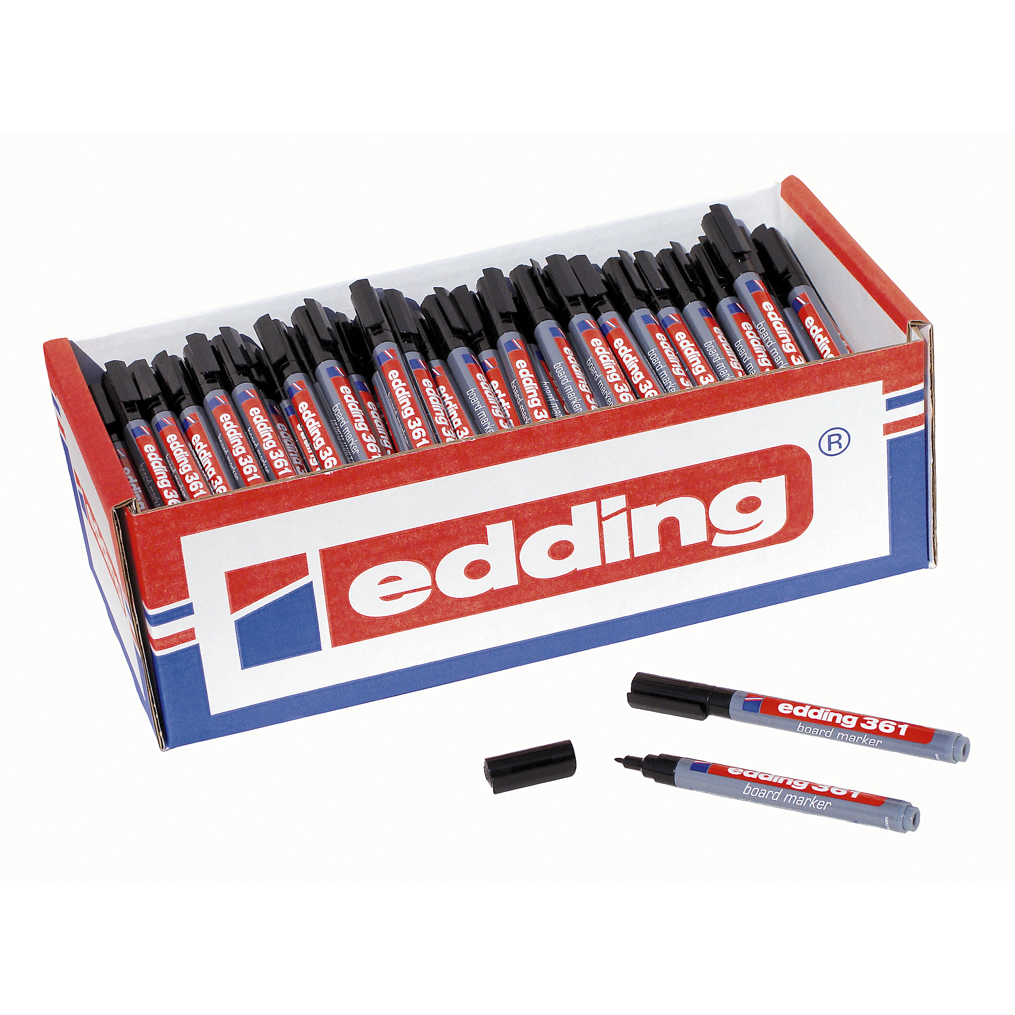 Edding 361 Whiteboard Marker Pens Black, Fine Tip - Pack of 200