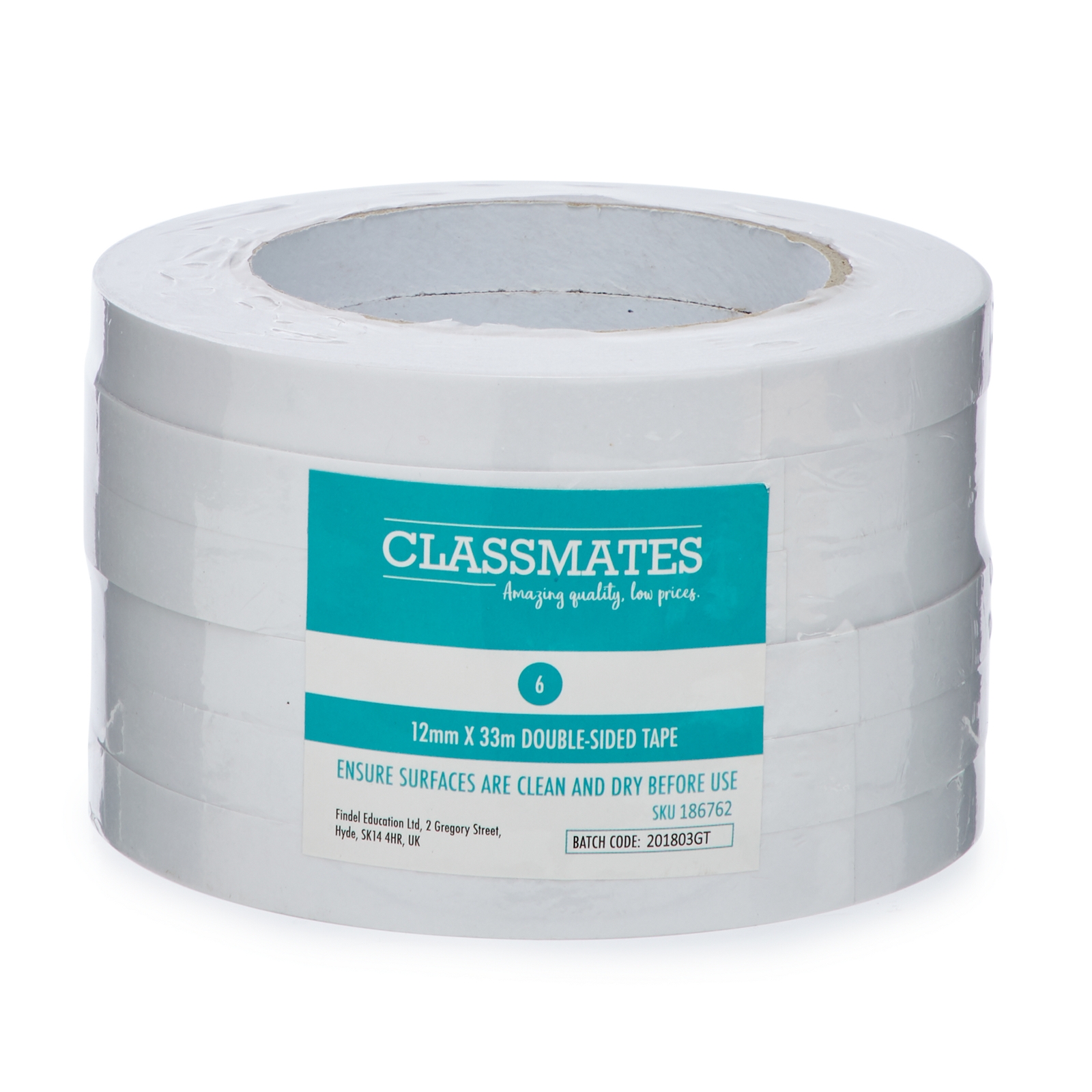 Classmates Double Sided Tape 12mm 33m - Pack x 6