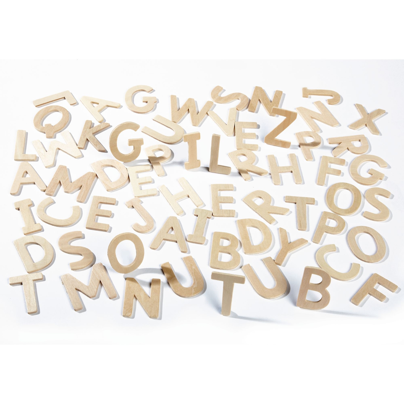 Plain Wood Letters Uppercase Pack of 60