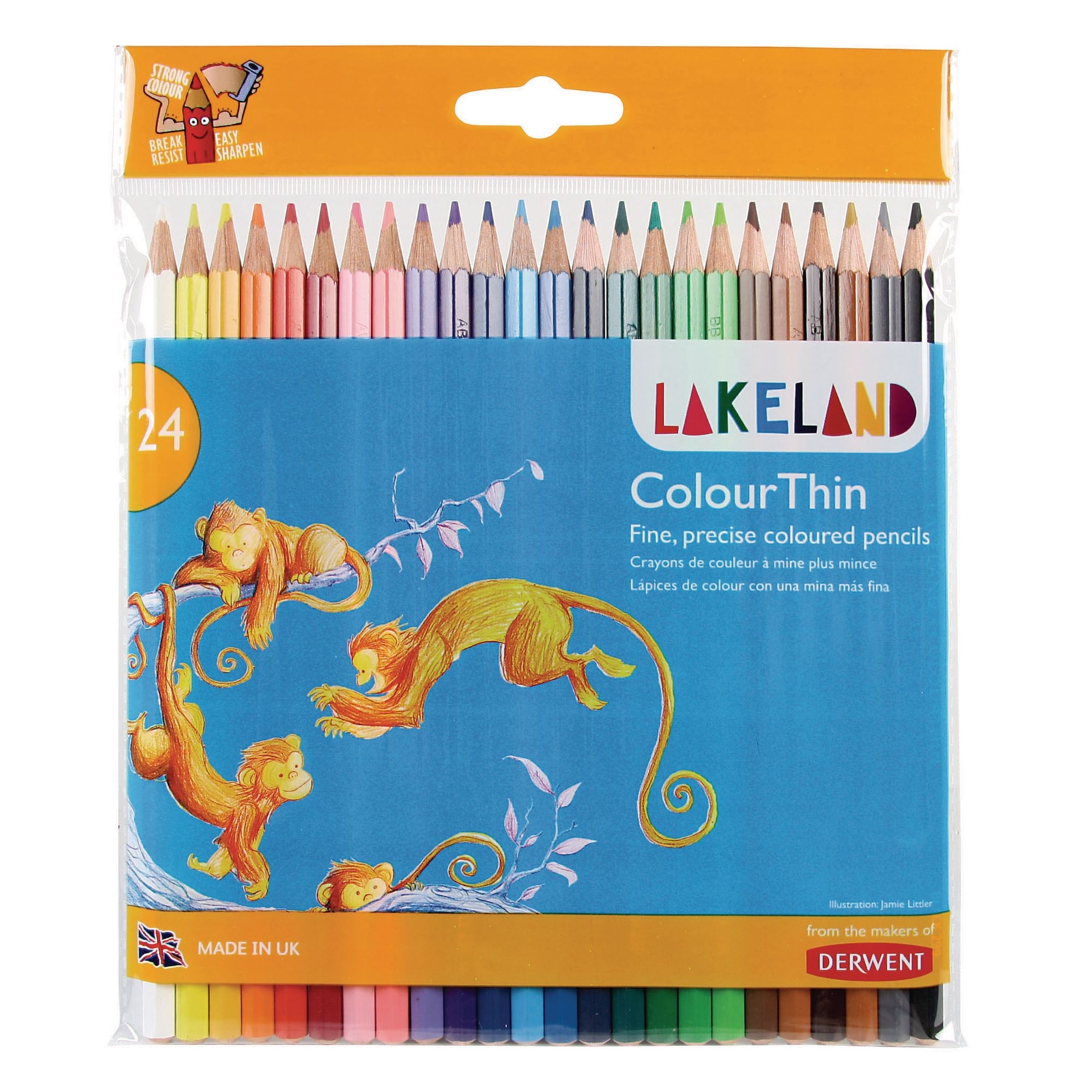 Lakeland Colourthin Fine Coloured Pencils - Assorted - Pack of 24