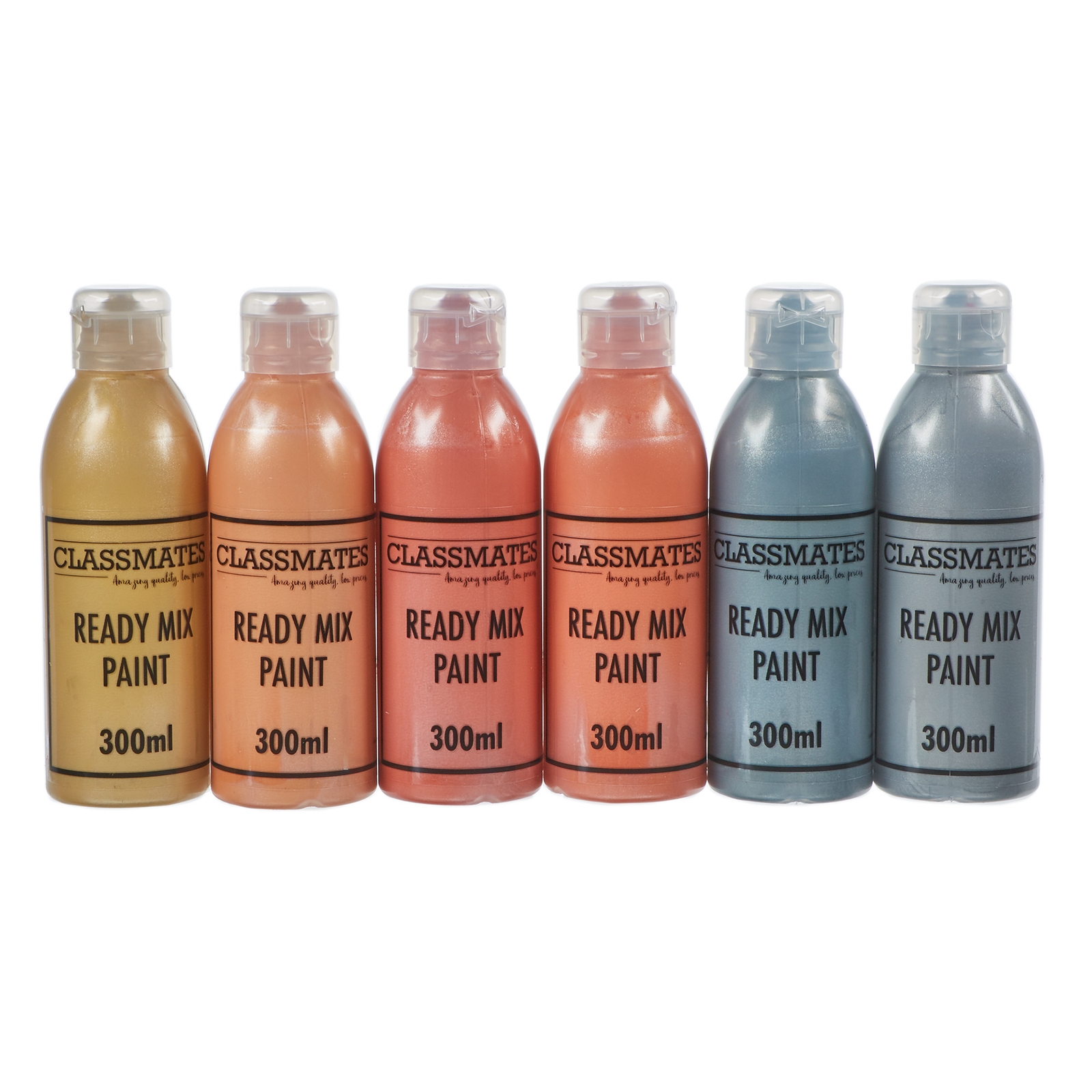 Metallic Ready Mixed Paint - 300ml - Assorted - Pack of 6