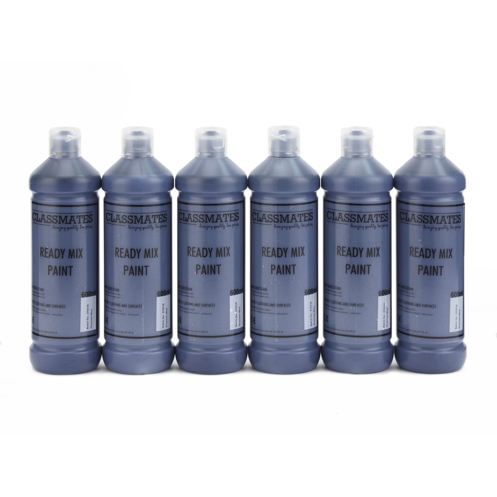 Classmates Prussian Blue Ready Mixed Paint - 600ml - Pack of 6