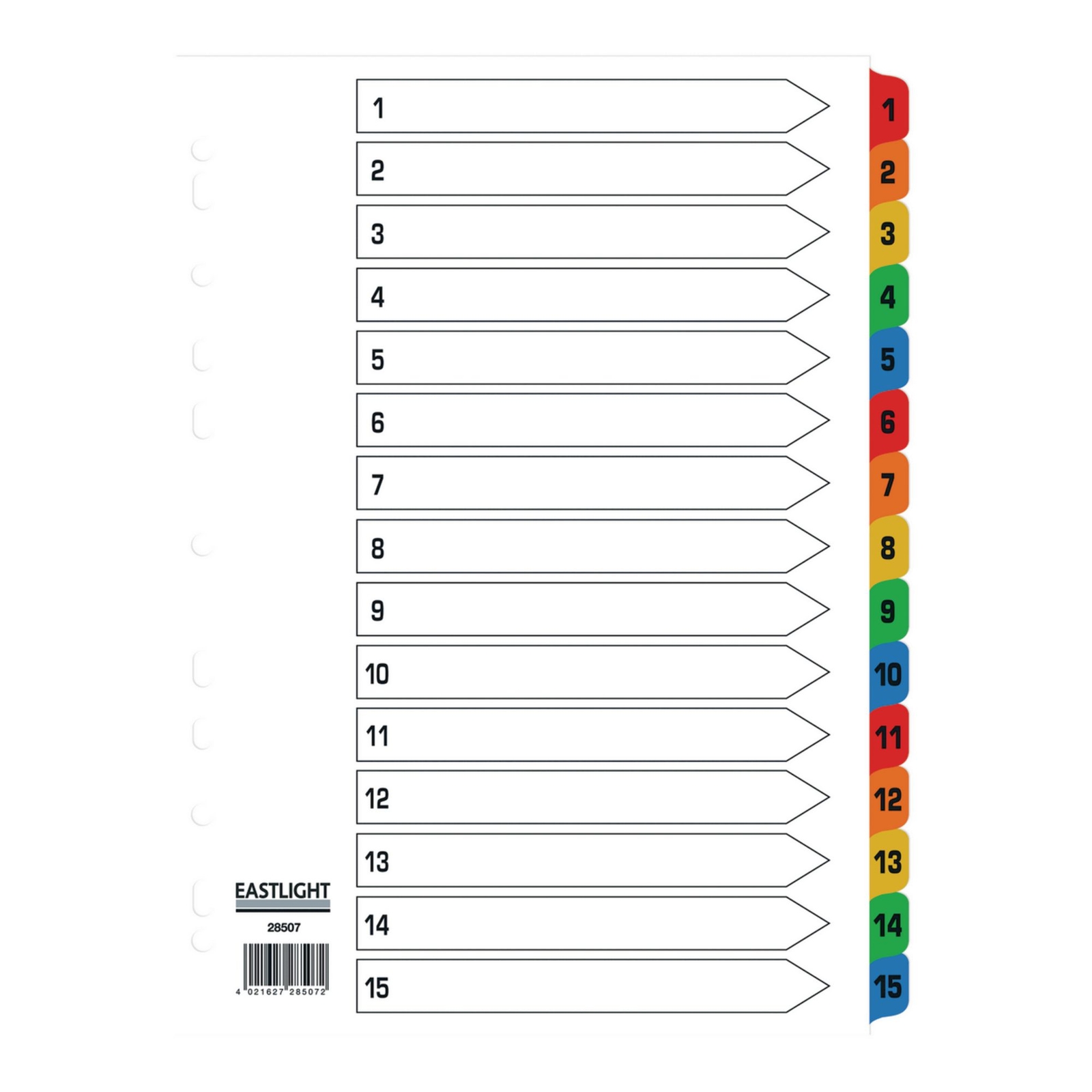 A4 Mylar Dividers 15-part Europunched