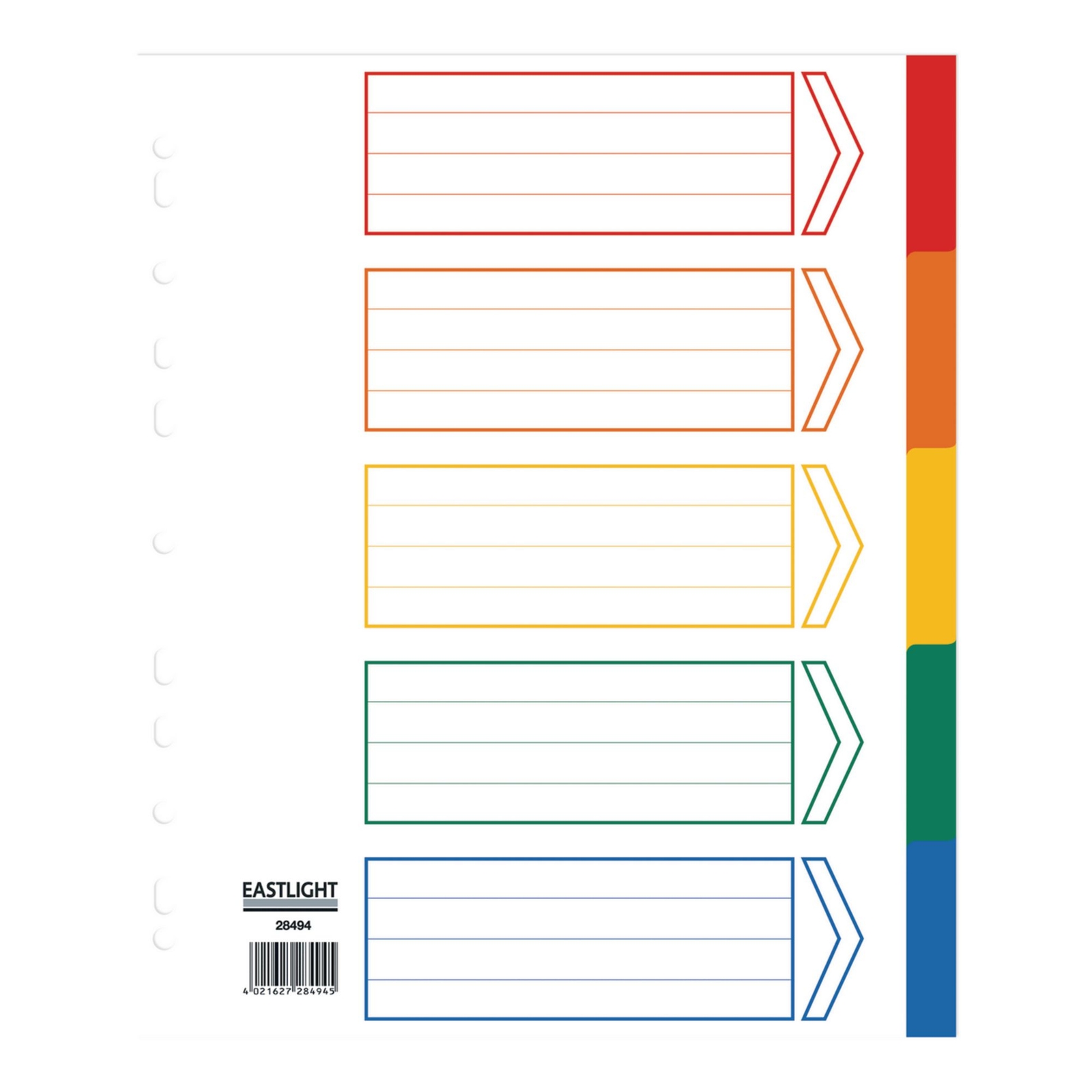 A4 Extra Wide Polypropylene Dividers 5-part Europunched