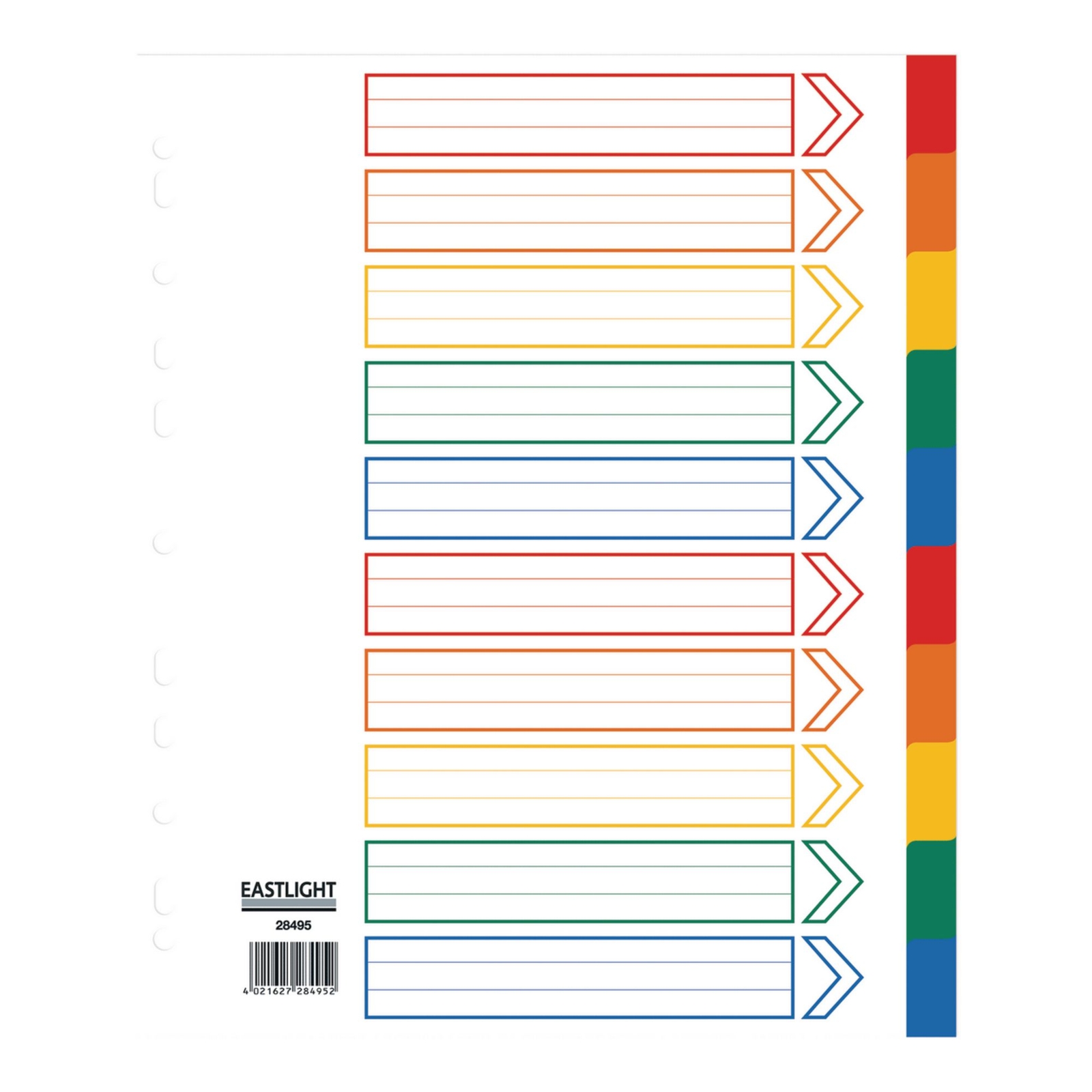 A4 Extra Wide Polypropylene Dividers 10-part Europunched