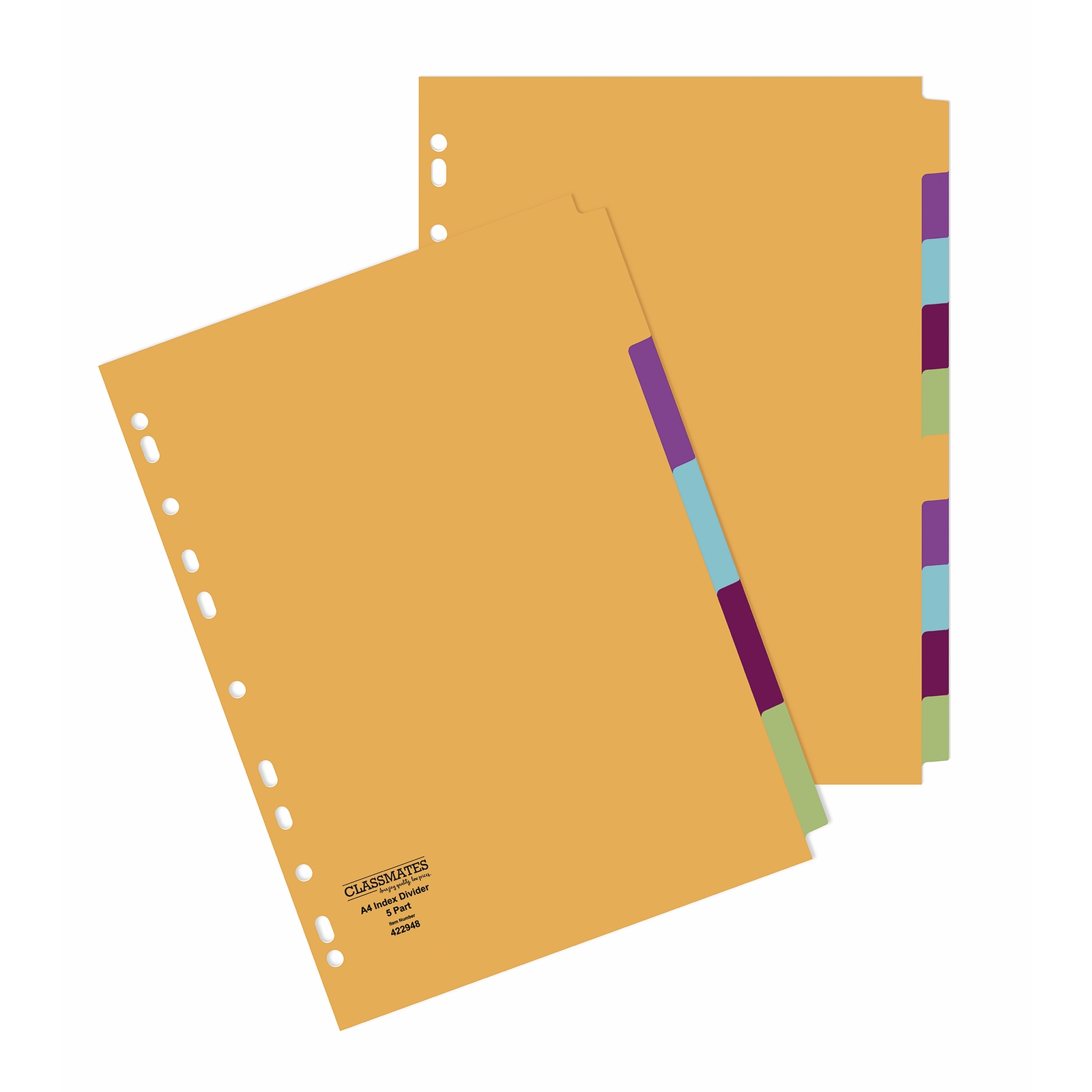ClassmatesA4 Index Dividers 5-part Multi-hole Punched - Pack of 50