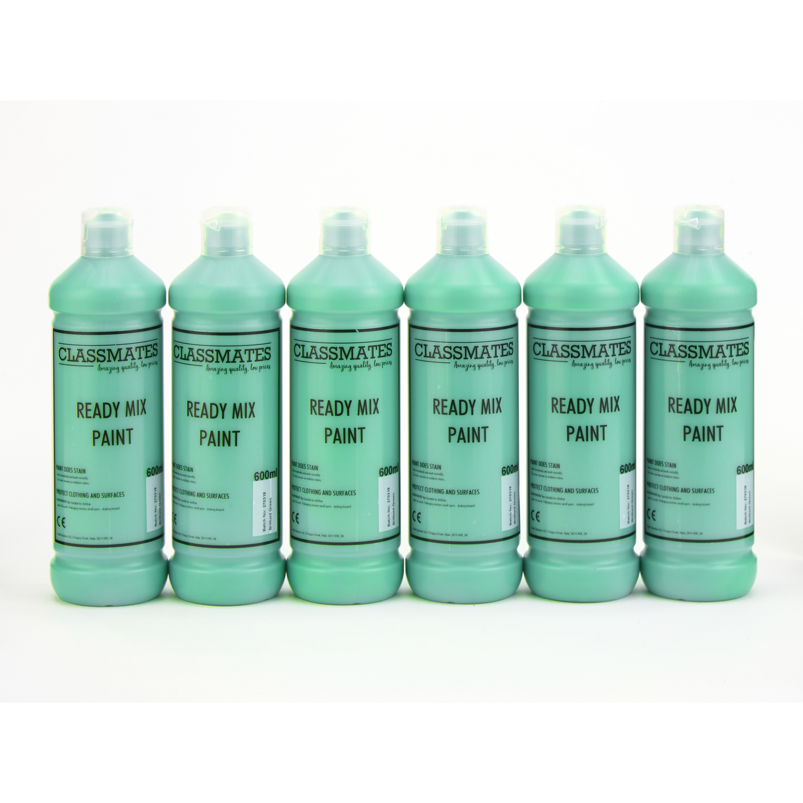 Classmates  Brilliant Green Ready Mixed Paint - 600ml - Pack of 6