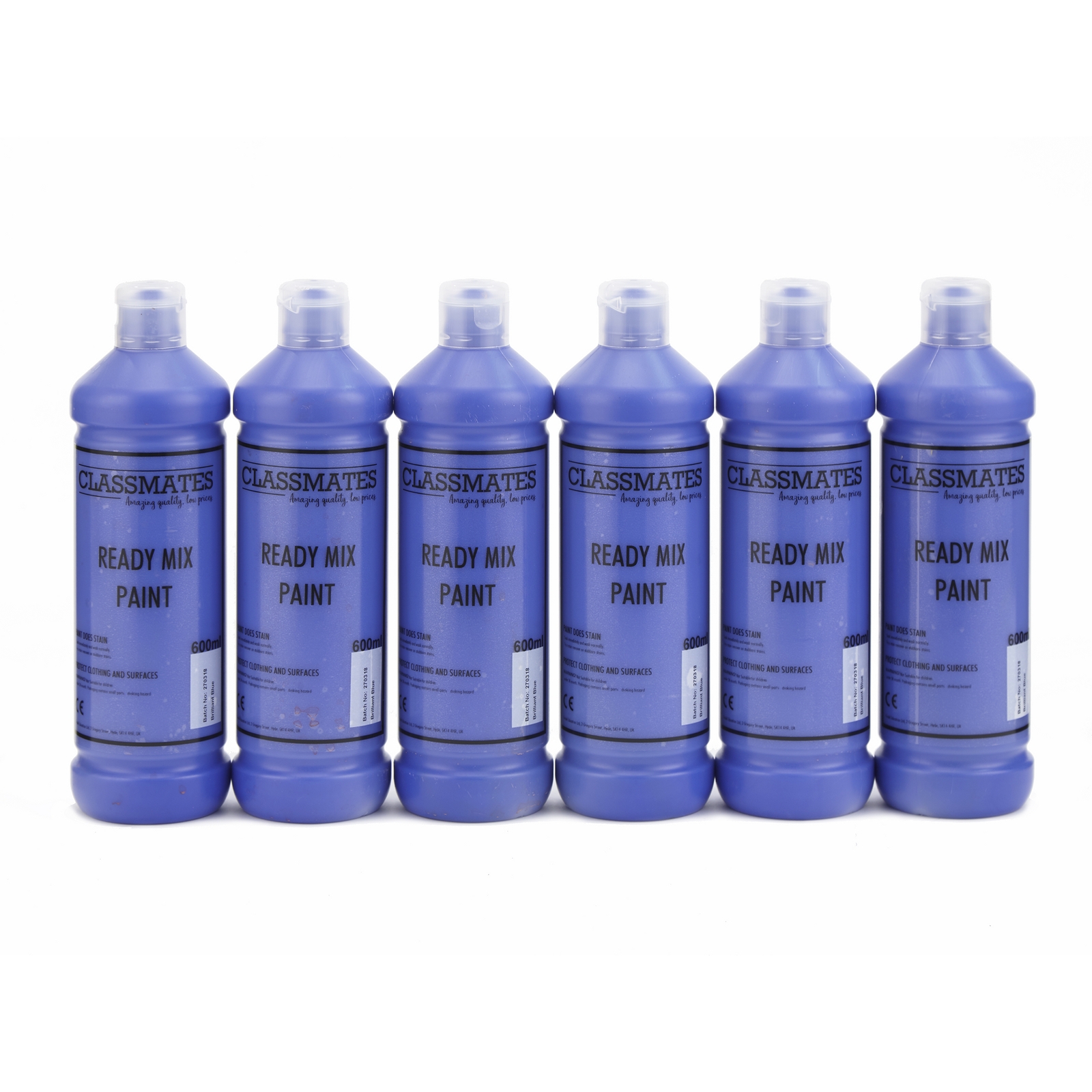 Classmates Brilliant Blue Ready Mixed Paint - 600ml - Pack of 6