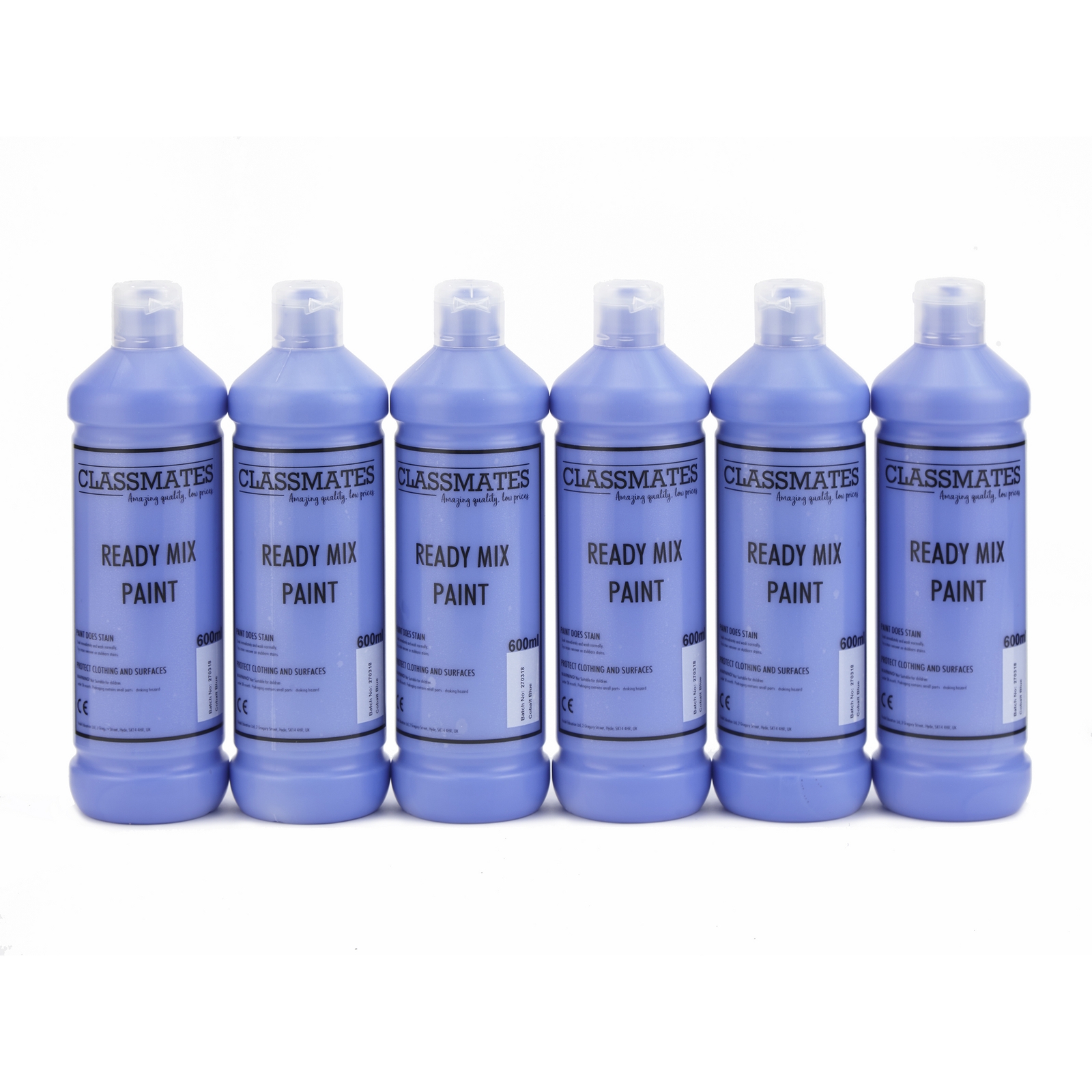 Classmates  Cobalt Blue Ready Mixed Paint - 600ml - Pack of 6