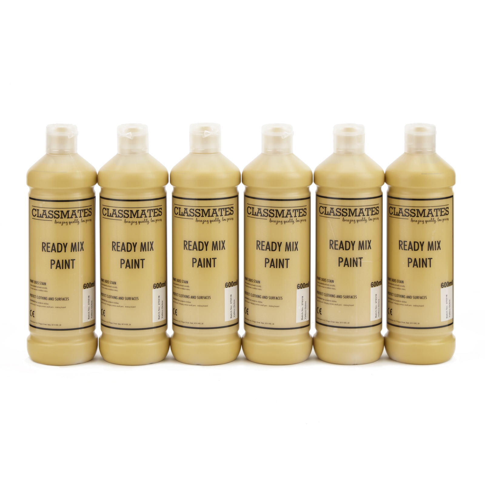 Classmates Yellow Ochre Ready Mixed Paint - 600ml - Pack of 6