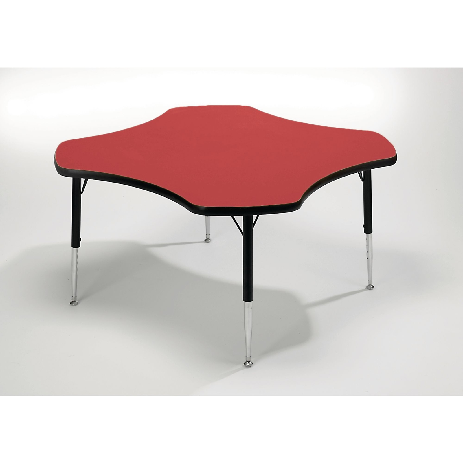 Tuf-Top Clover Height Adjustable Classroom Table - 1026 x 430 to 635mm - Red