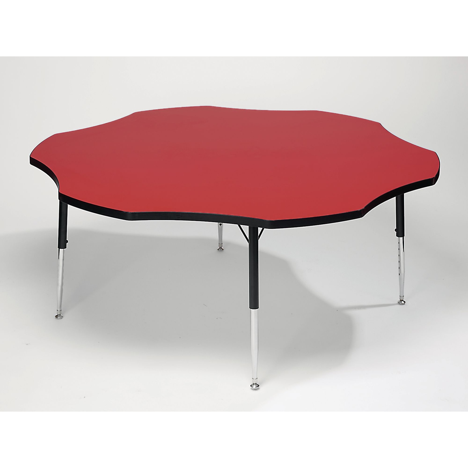 Tuf-Top Flower Height Adjustable Classroom Table - 1525 x 430 to 635mm - Red