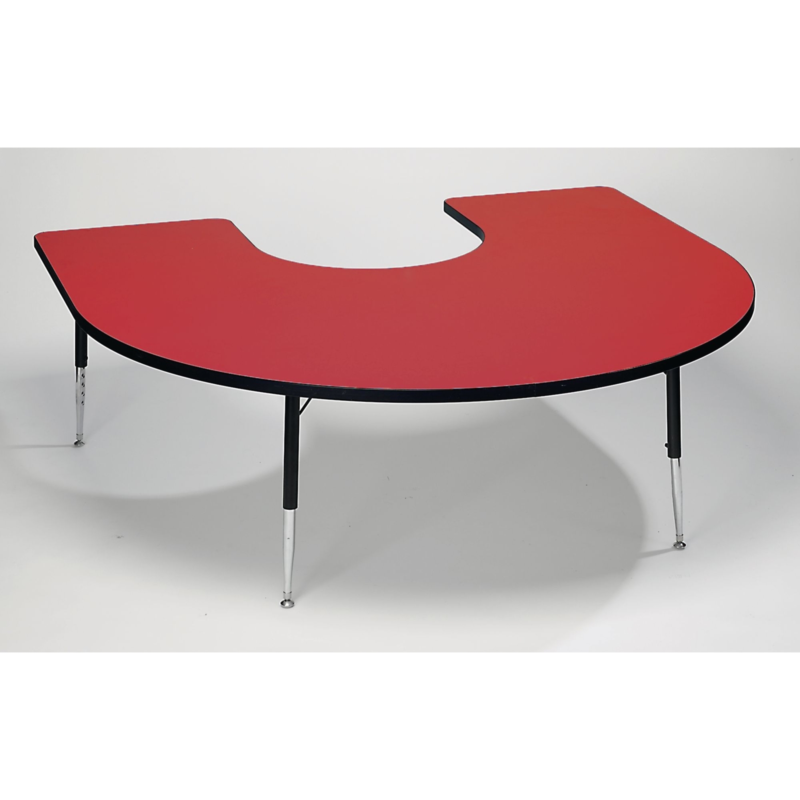 Tuf-Top Horseshoe Height Adjustable Classroom Table - Red