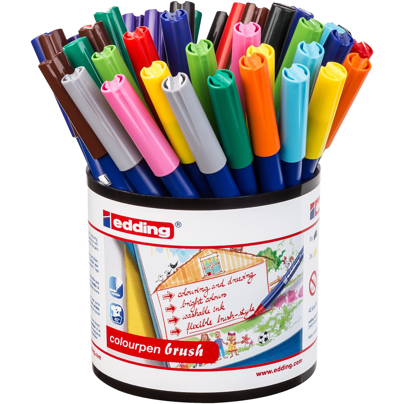 Edding Colourpen Brush - Assorted - Pack of 42