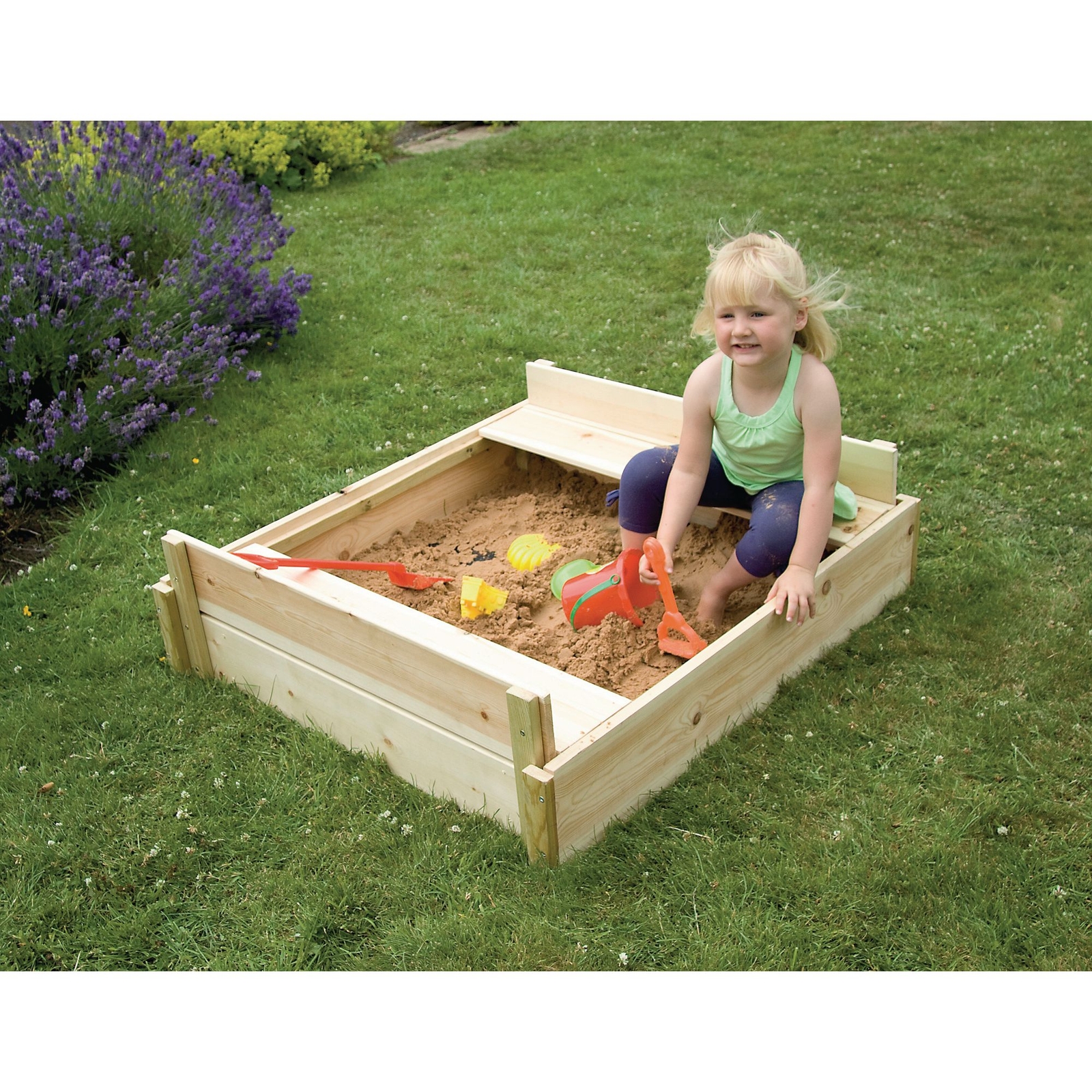 Rectangular Sandpit with Folding Lid