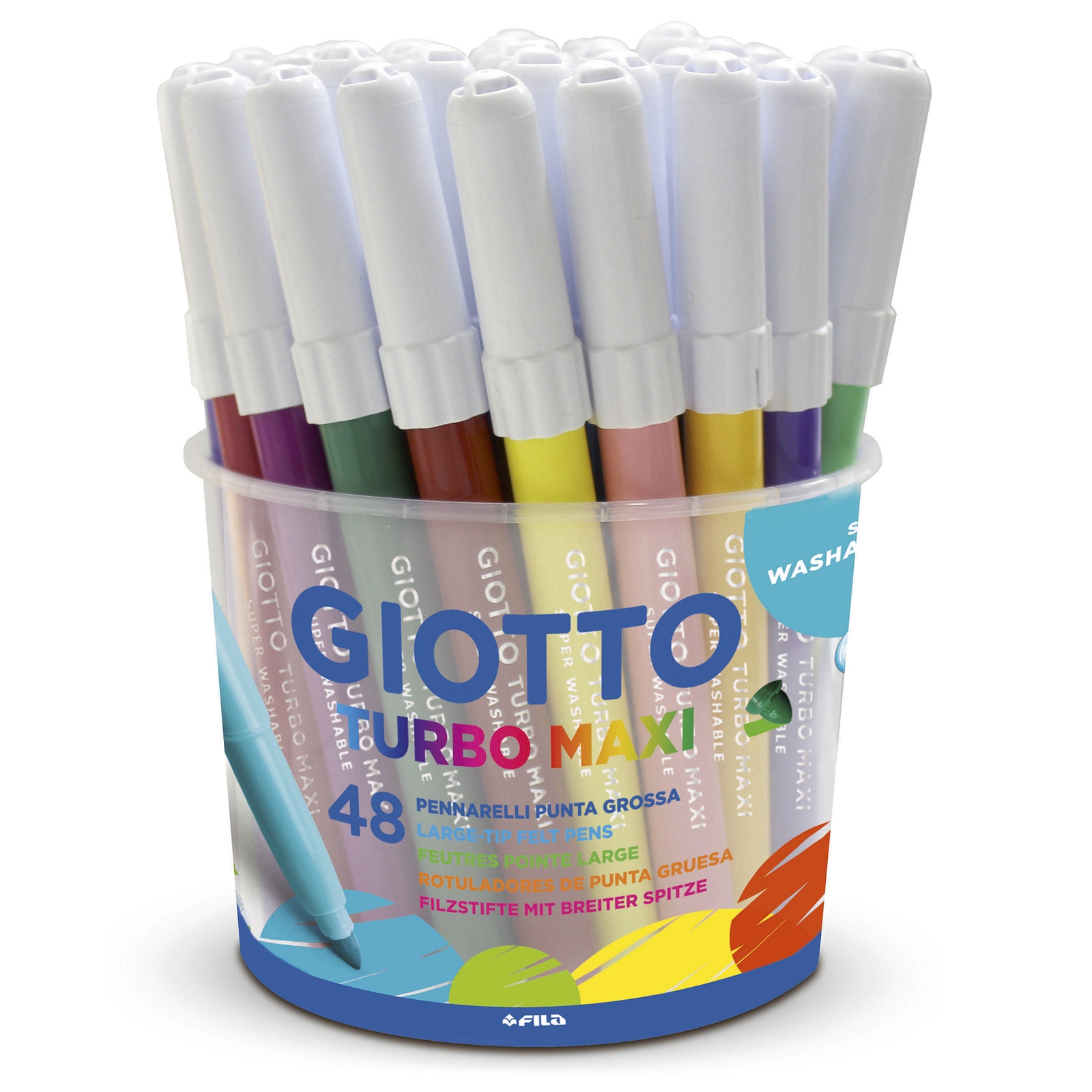 Giotto Turbo Maxi Chunky Colouring Pens - 5mm Nib - Assorted - Tub of 48