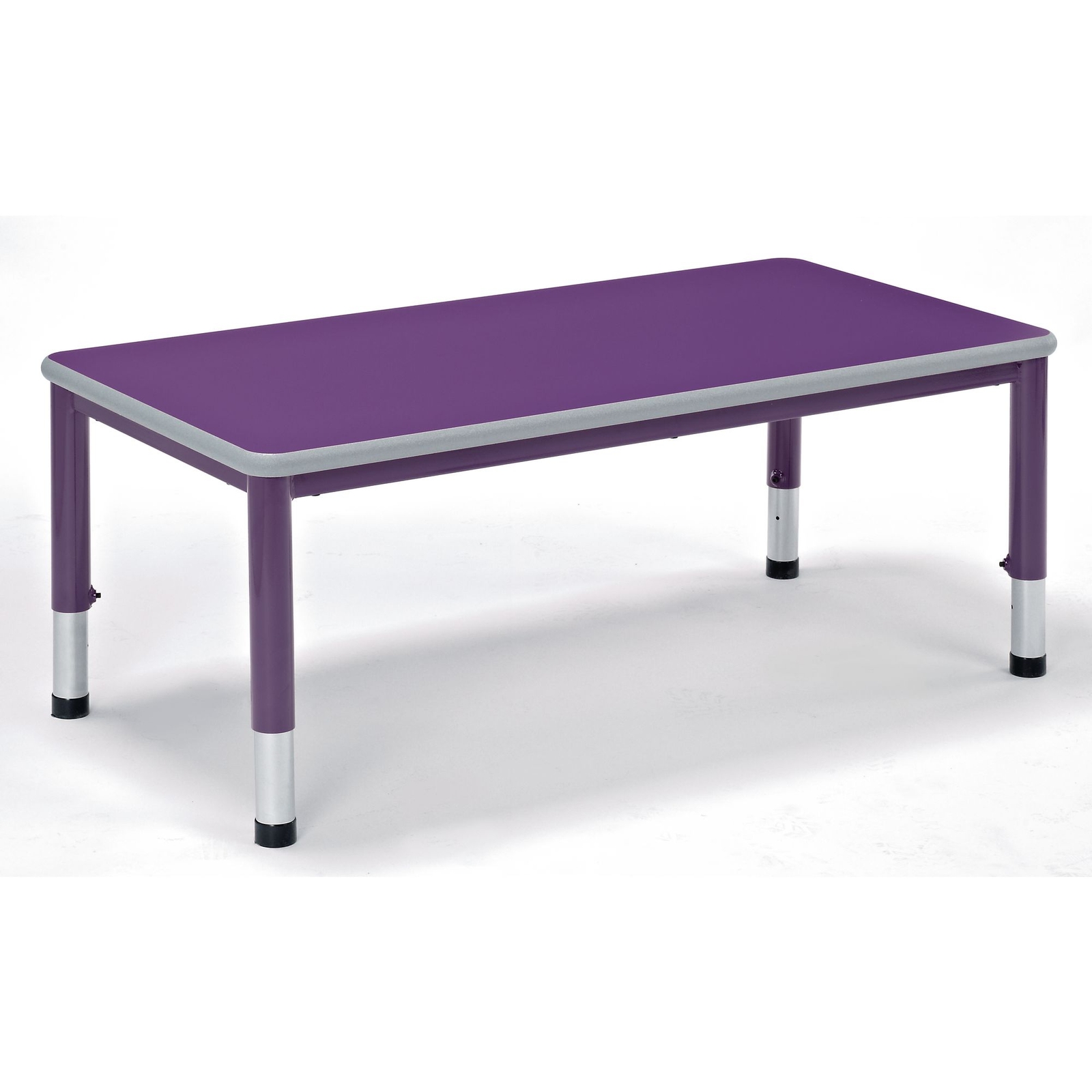 Harlequin Rectangular Height Adjustable Steel Classroom Table - 1200 x 600 x 600mm - Soft Blue