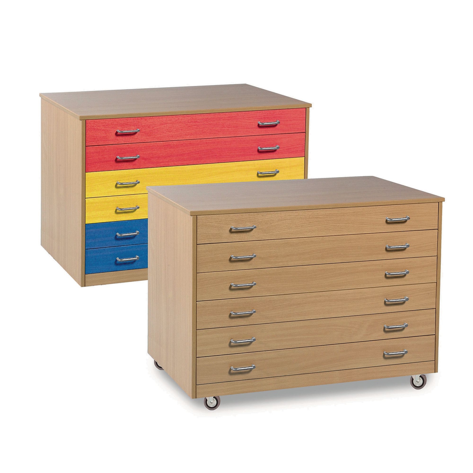 6 Drawer Plan Chest - Beech - Mobile